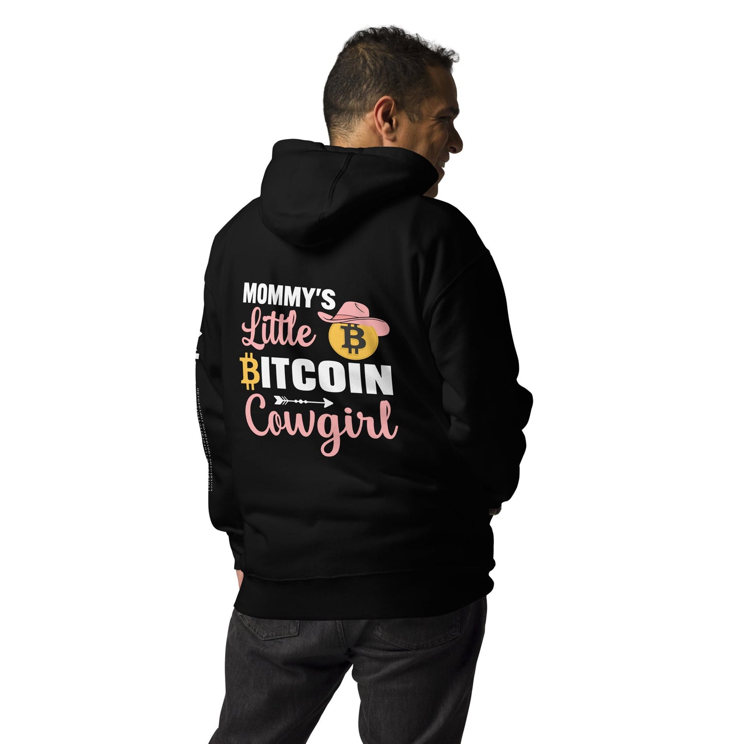 Mommy's little bitcoin cowgirl Unisex Hoodie ( Back Print ) by DarkByteGear