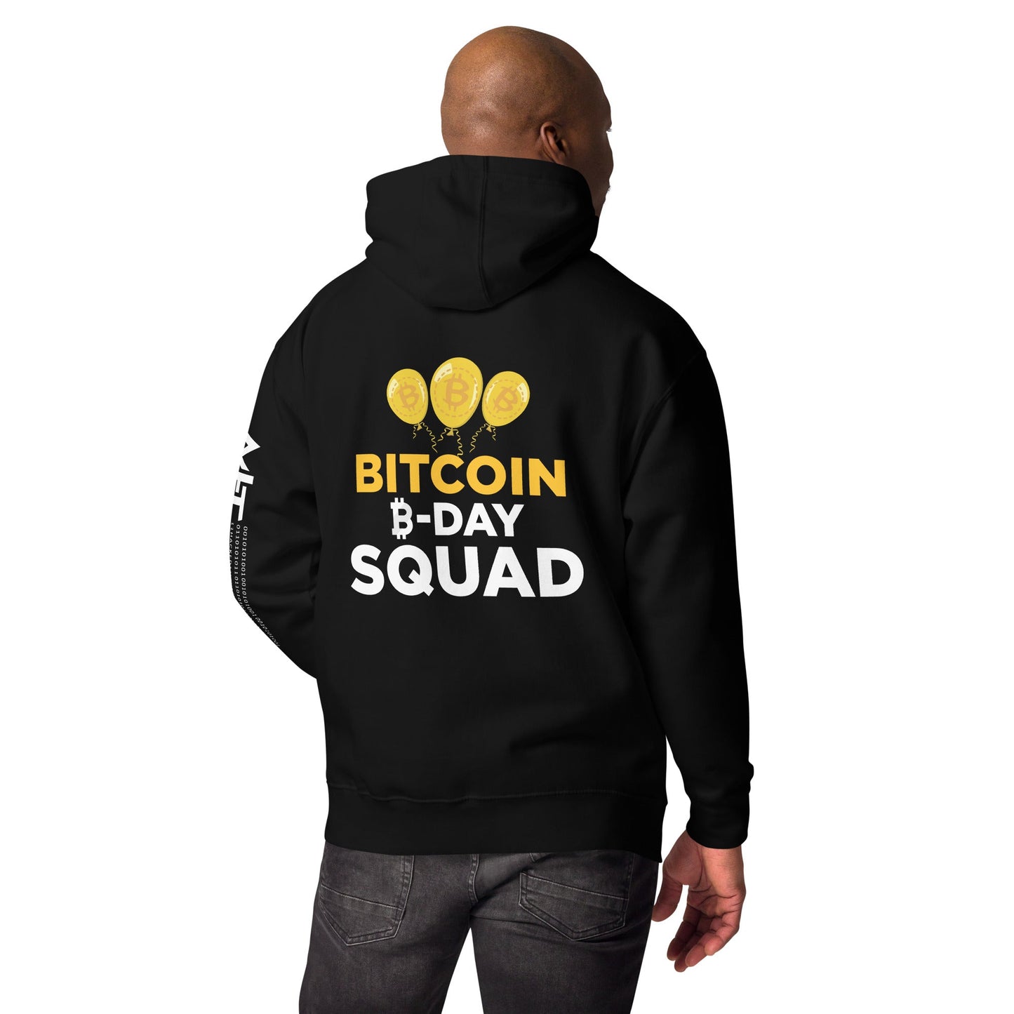 Bitcoin B-Day Squad - Unisex Hoodie ( Back Print ) by DarkByteGear