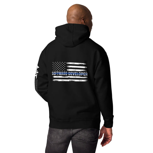 Patriotic Software Developer - Unisex Hoodie ( Back Print ) by DarkByteGear