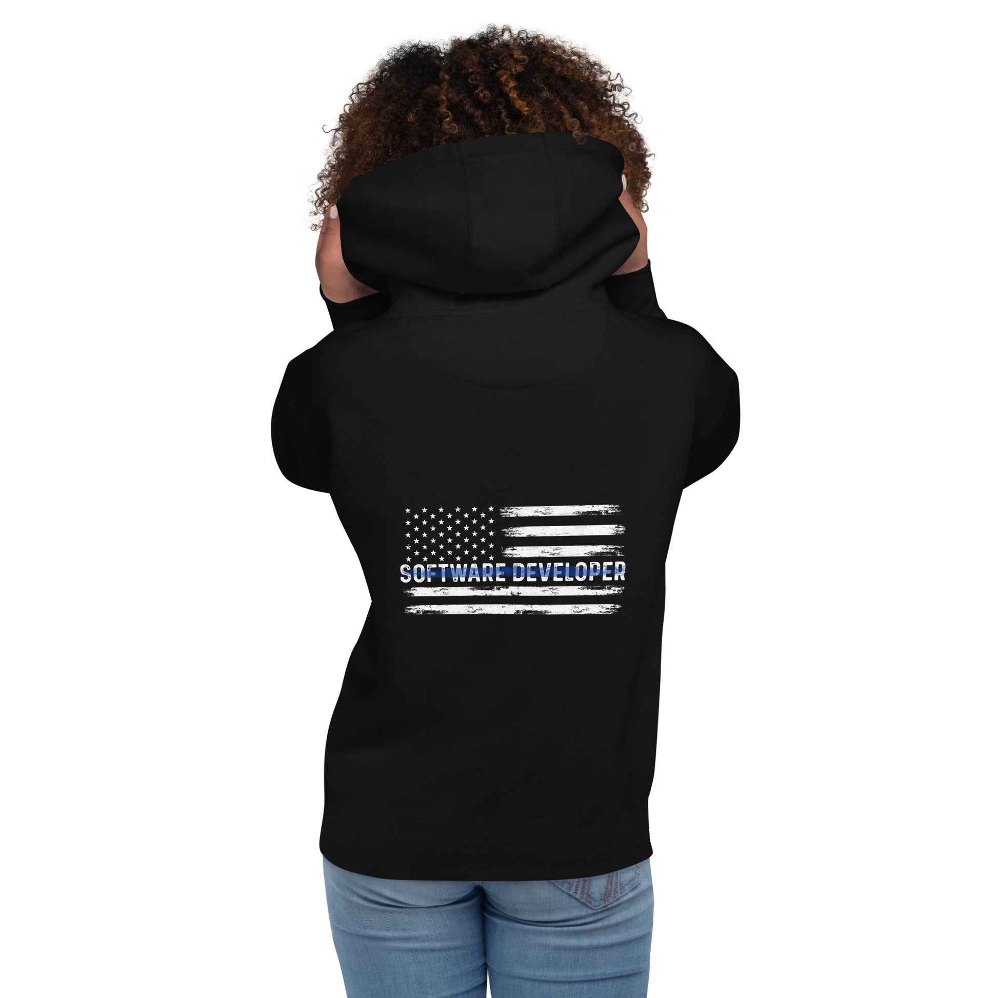 Patriotic Software Developer - Unisex Hoodie ( Back Print ) by DarkByteGear