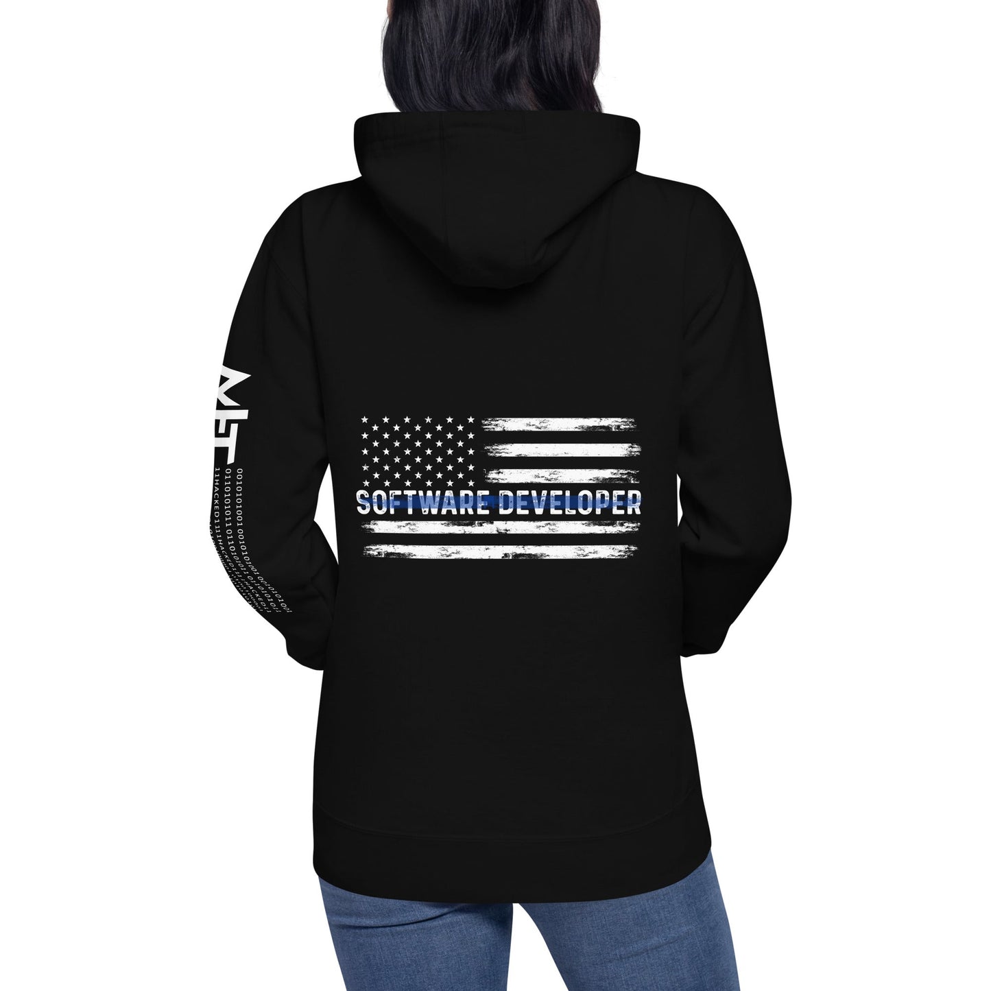 Patriotic Software Developer - Unisex Hoodie ( Back Print ) by DarkByteGear