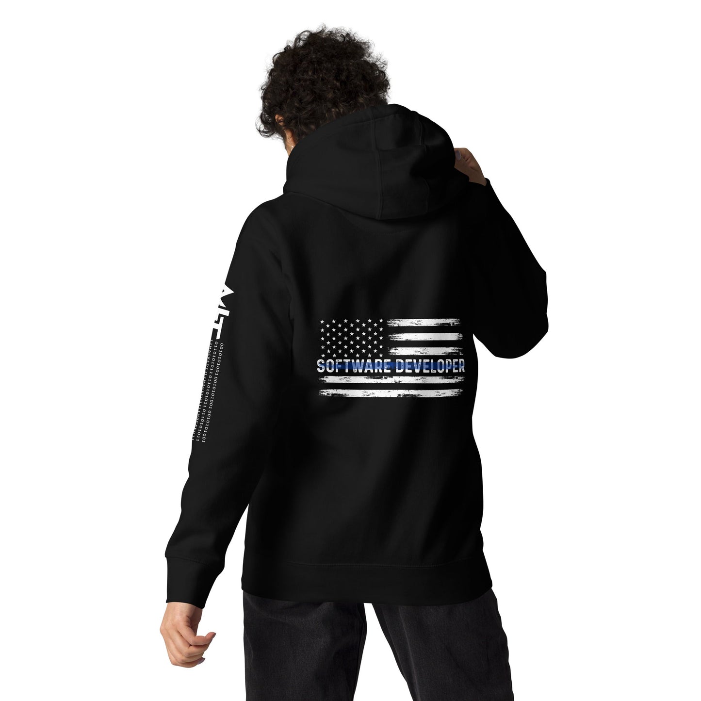 Patriotic Software Developer - Unisex Hoodie ( Back Print ) by DarkByteGear