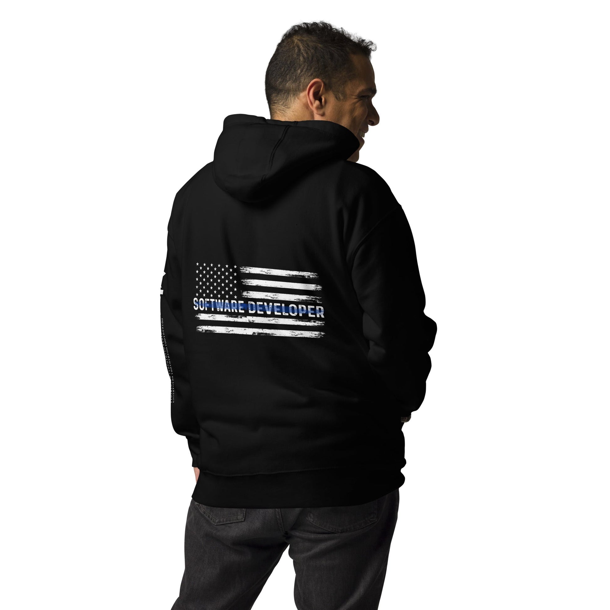Patriotic Software Developer - Unisex Hoodie ( Back Print ) by DarkByteGear