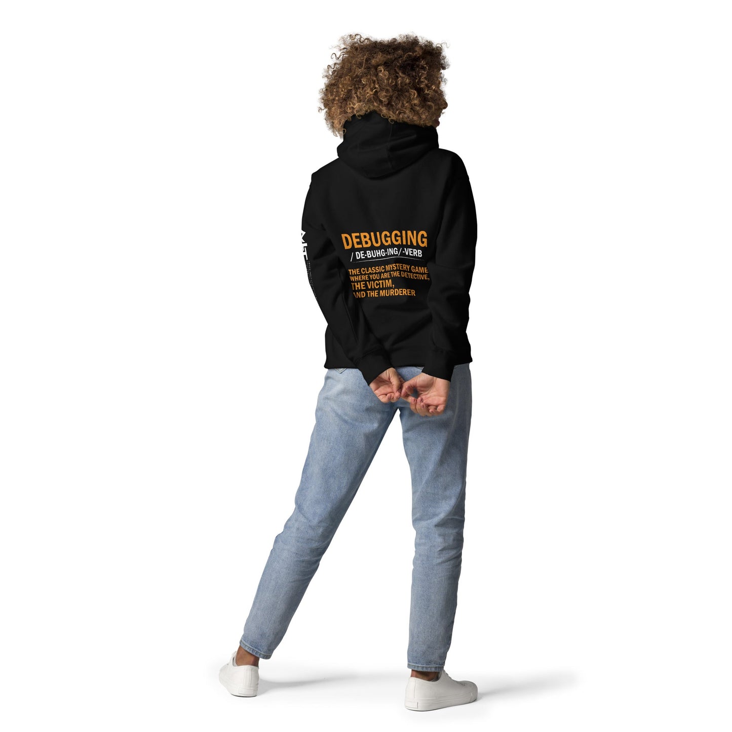 Debugging definition ( Orange Text ) - Unisex Hoodie (back print) by DarkByteGear