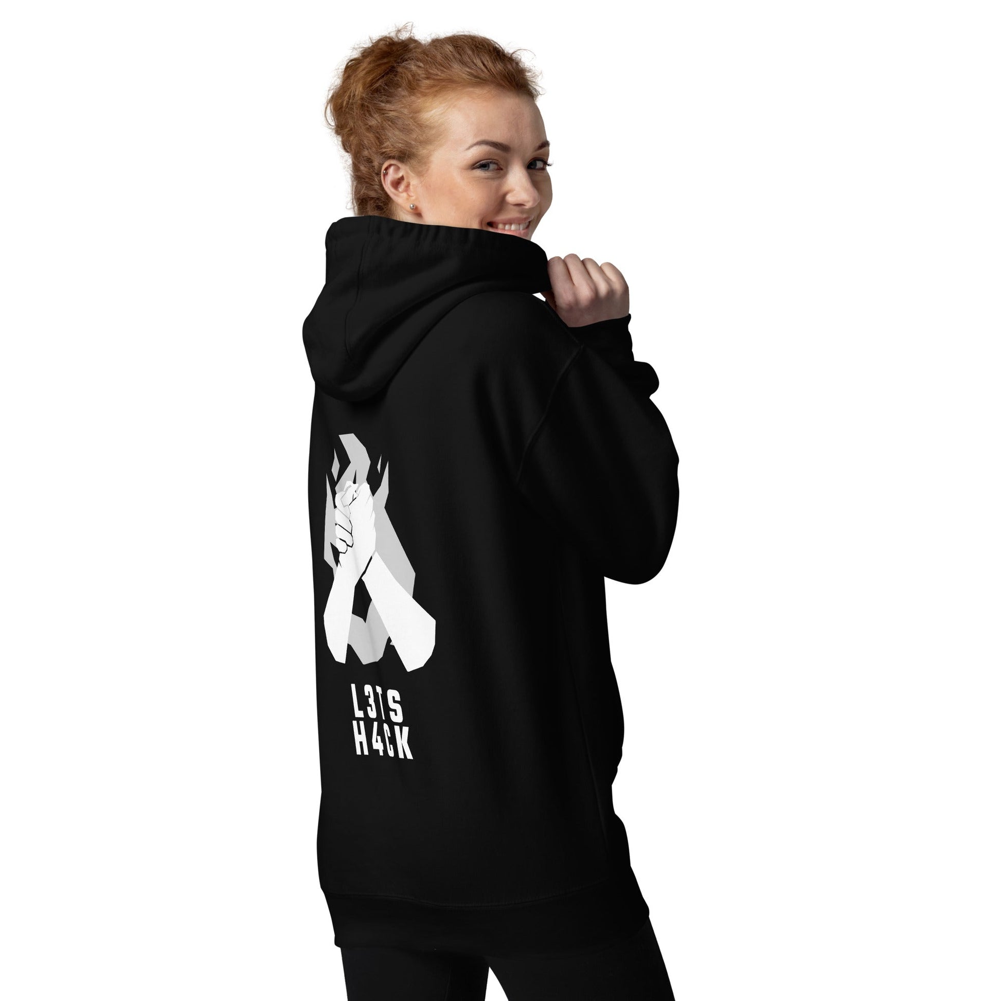 L3ts H4ck - Unisex Hoodie (back print) by DarkByteGear