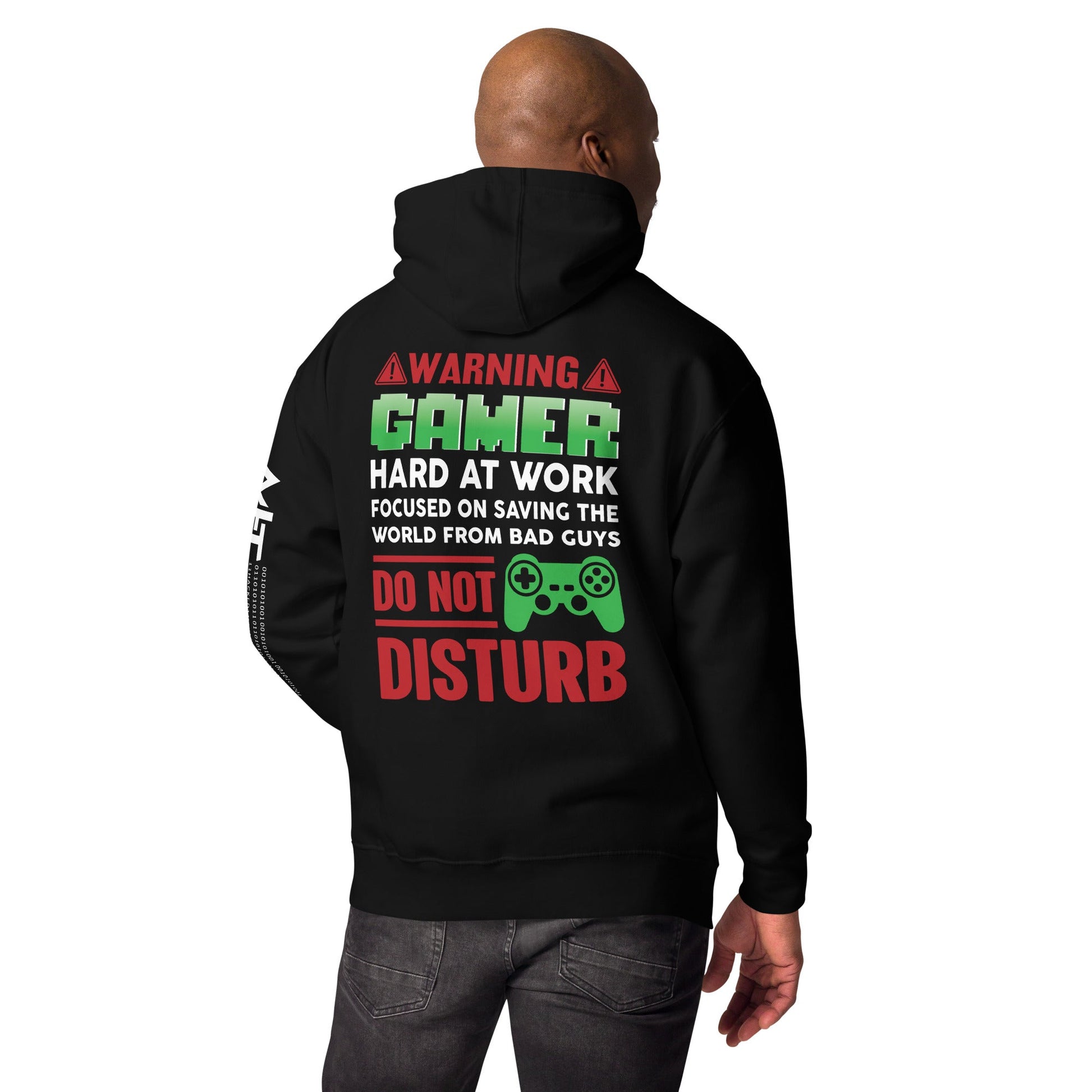 Warning! Gamer Hard at Work, DND - Unisex Hoodie ( Back Print ) by DarkByteGear