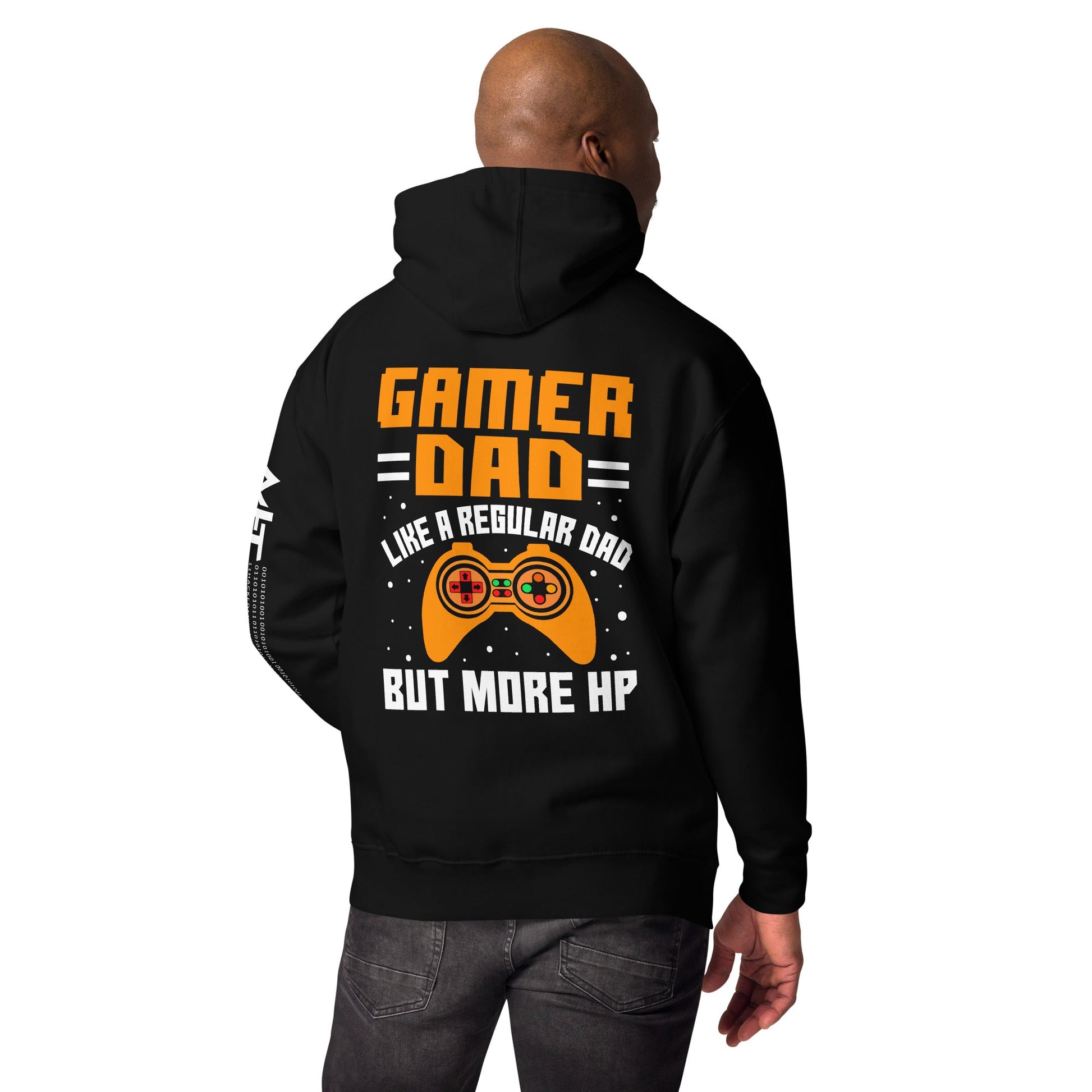 Gamer Dad like a normal one but more HP - Unisex Hoodie ( Back Print ) by DarkByteGear