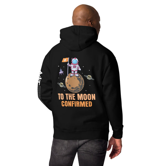 To The Moon Confirmed Unisex Hoodie (back print) by DarkByteGear