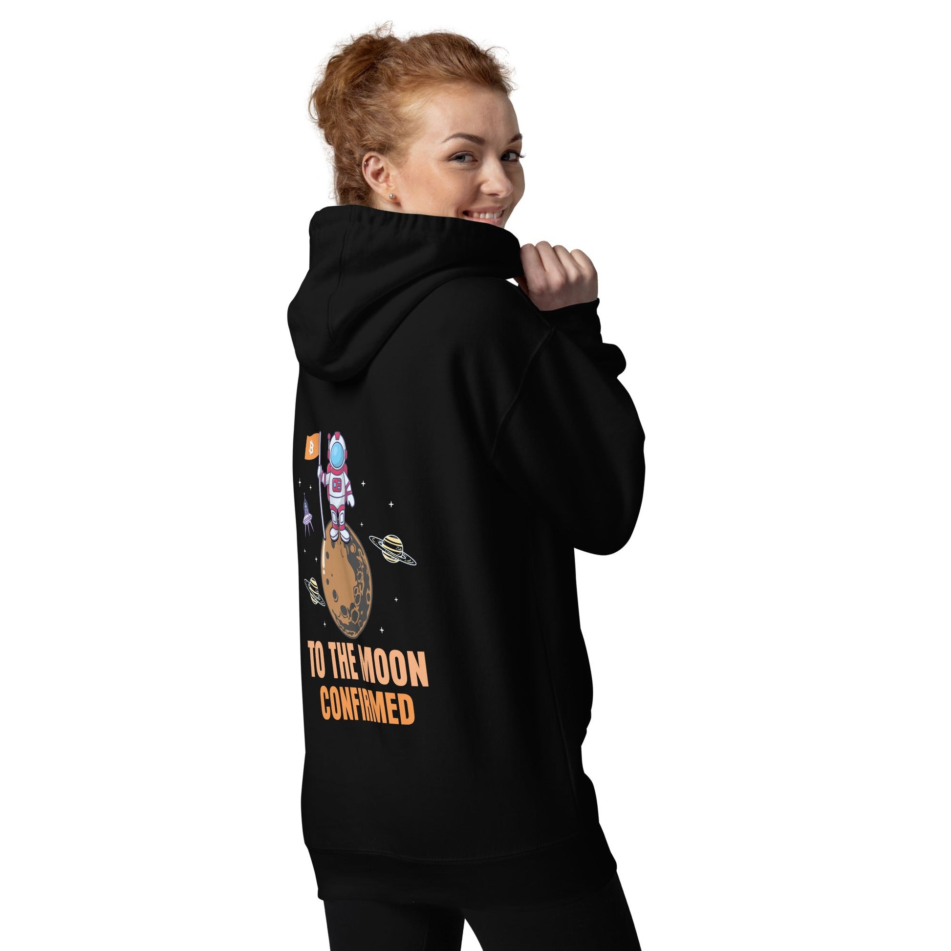 To The Moon Confirmed Unisex Hoodie (back print) by DarkByteGear