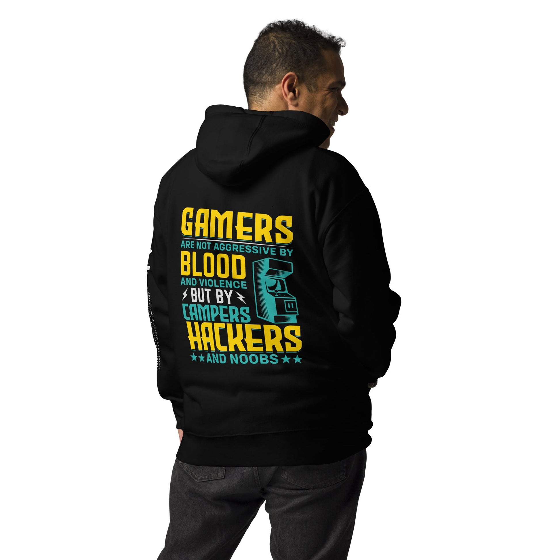Gamers are not Aggressive by Blood and Violence ( rasel ) - Unisex Hoodie ( Back Print ) by DarkByteGear