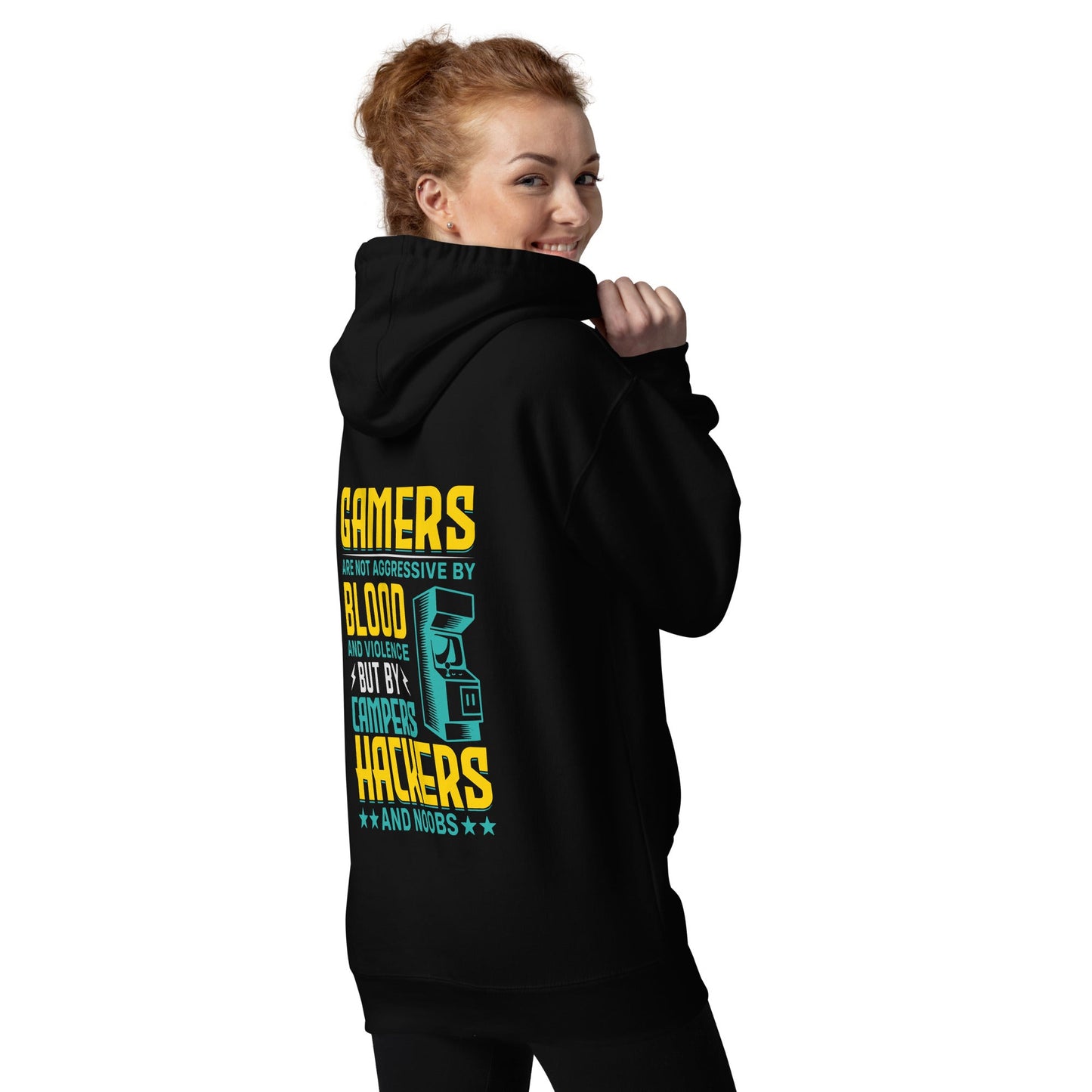Gamers are not Aggressive by Blood and Violence ( rasel ) - Unisex Hoodie ( Back Print ) by DarkByteGear