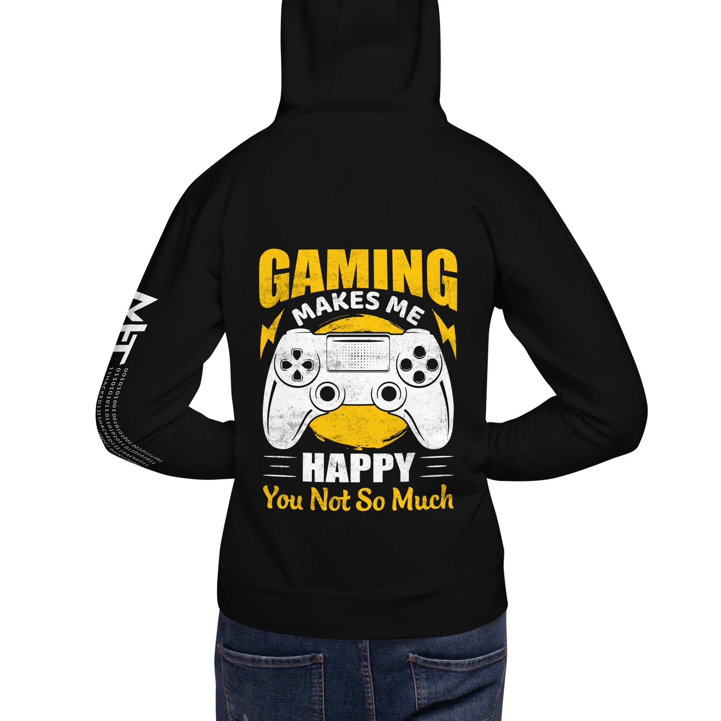 Gaming Makes me Happy (MAHFUZ) - Unisex Hoodie ( Back Print ) by DarkByteGear