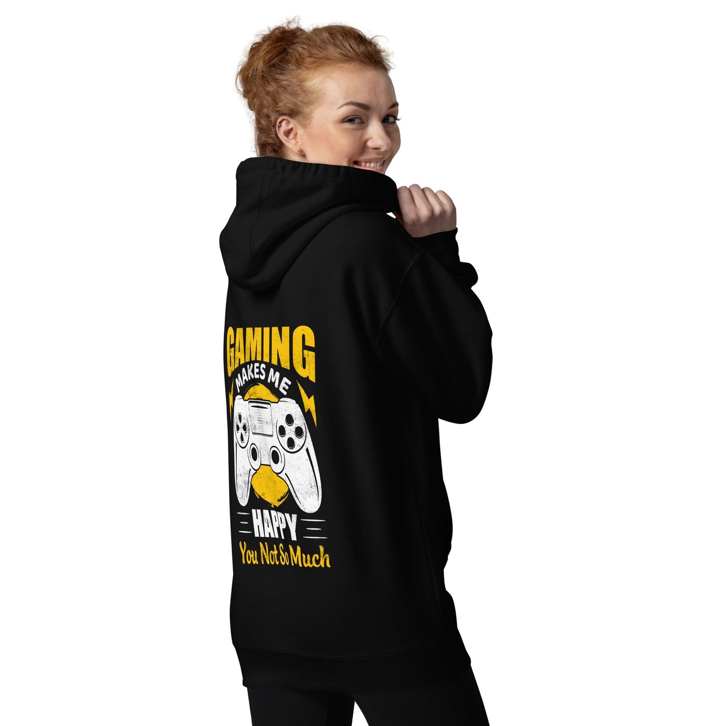 Gaming Makes me Happy (MAHFUZ) - Unisex Hoodie ( Back Print ) by DarkByteGear