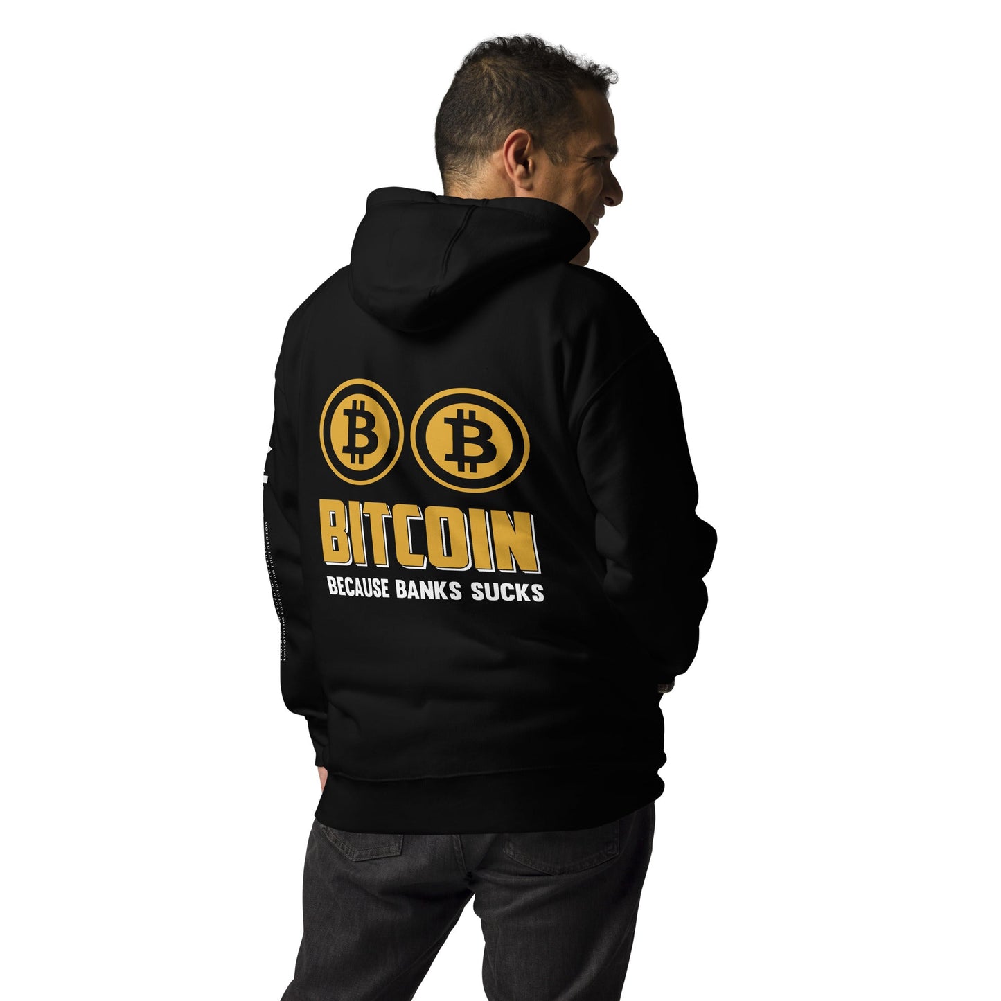 Bitcoin because Banks suck Unisex Hoodie ( Back Print ) by DarkByteGear