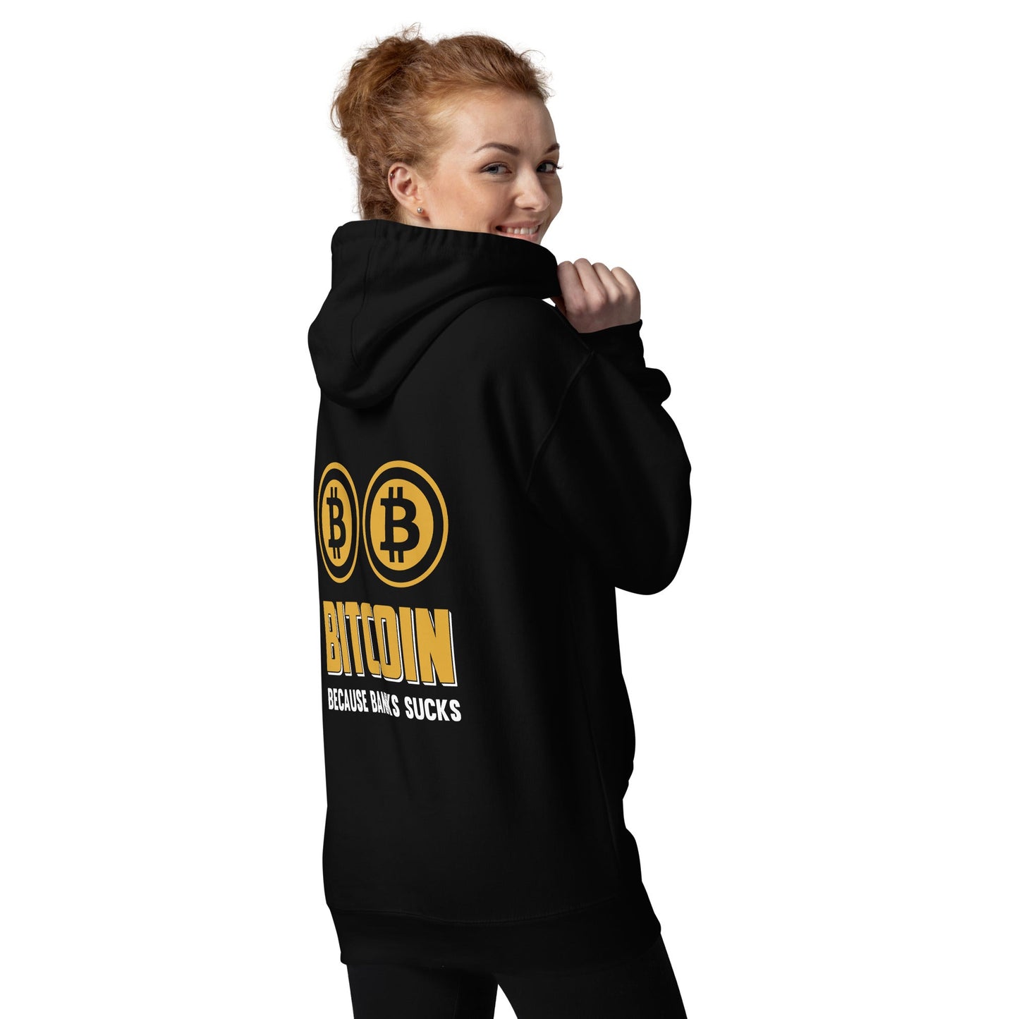 Bitcoin because Banks suck Unisex Hoodie ( Back Print ) by DarkByteGear