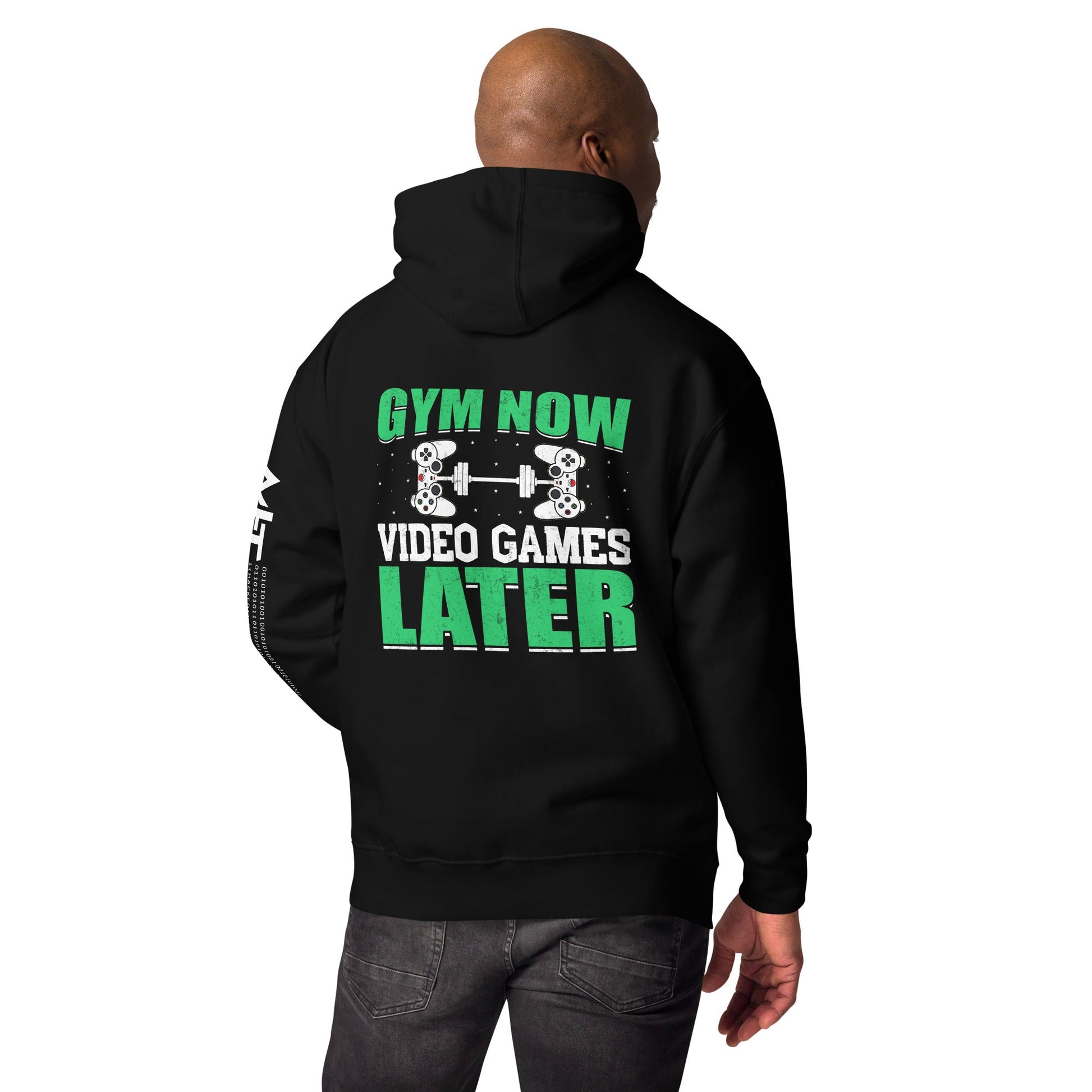 Gym now, Video Games Later - Unisex Hoodie ( Back Print ) by DarkByteGear