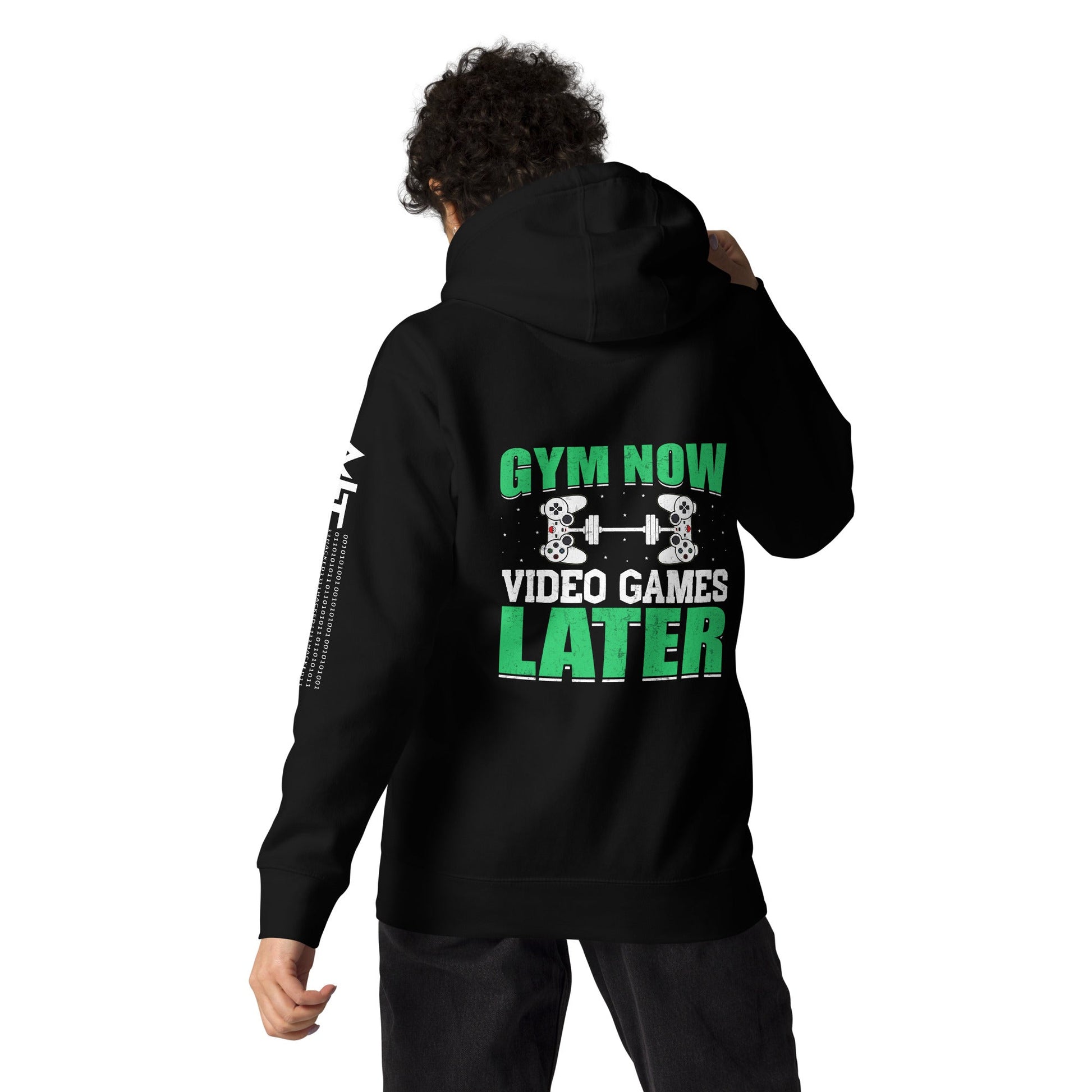 Gym now, Video Games Later - Unisex Hoodie ( Back Print ) by DarkByteGear