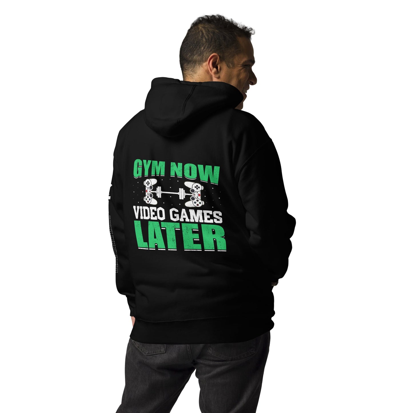 Gym now, Video Games Later - Unisex Hoodie ( Back Print ) by DarkByteGear