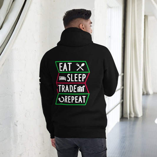 Eat, Sleep, Trade, Repeat - Unisex Hoodie ( Back Print ) by DarkByteGear