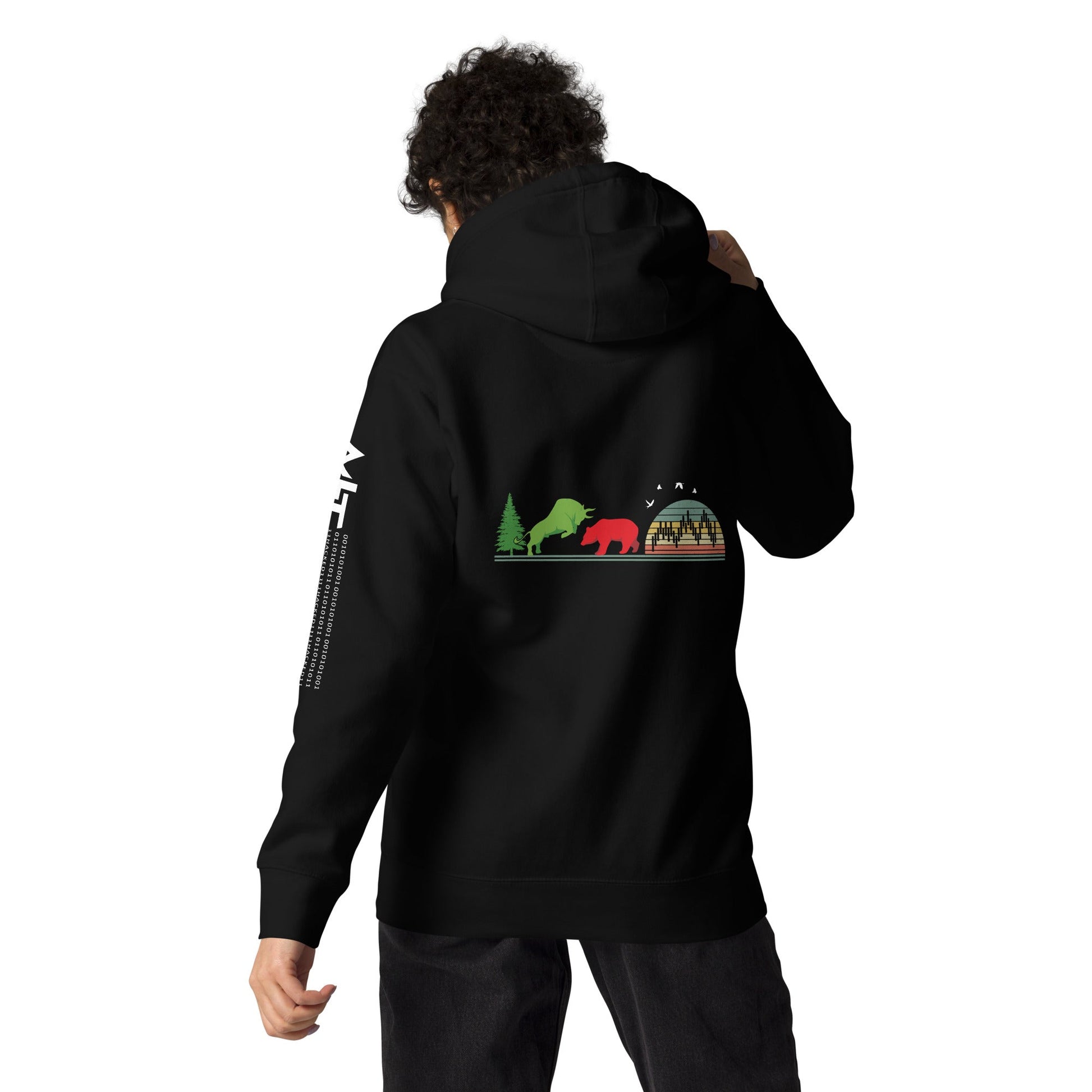 Pine tree Green Bull Read Bear Trading - Unisex Hoodie ( Back Print ) by DarkByteGear