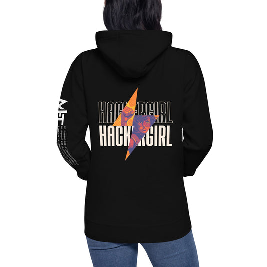 Hacker Girl V1 - Unisex Hoodie ( Back Print ) by DarkByteGear