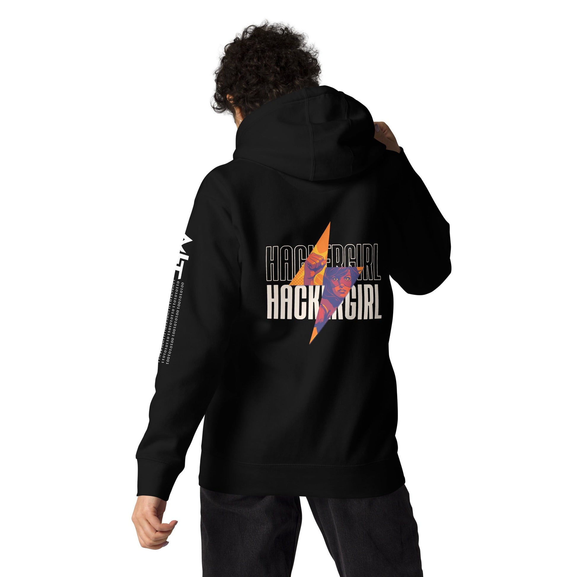 Hacker Girl V1 - Unisex Hoodie ( Back Print ) by DarkByteGear