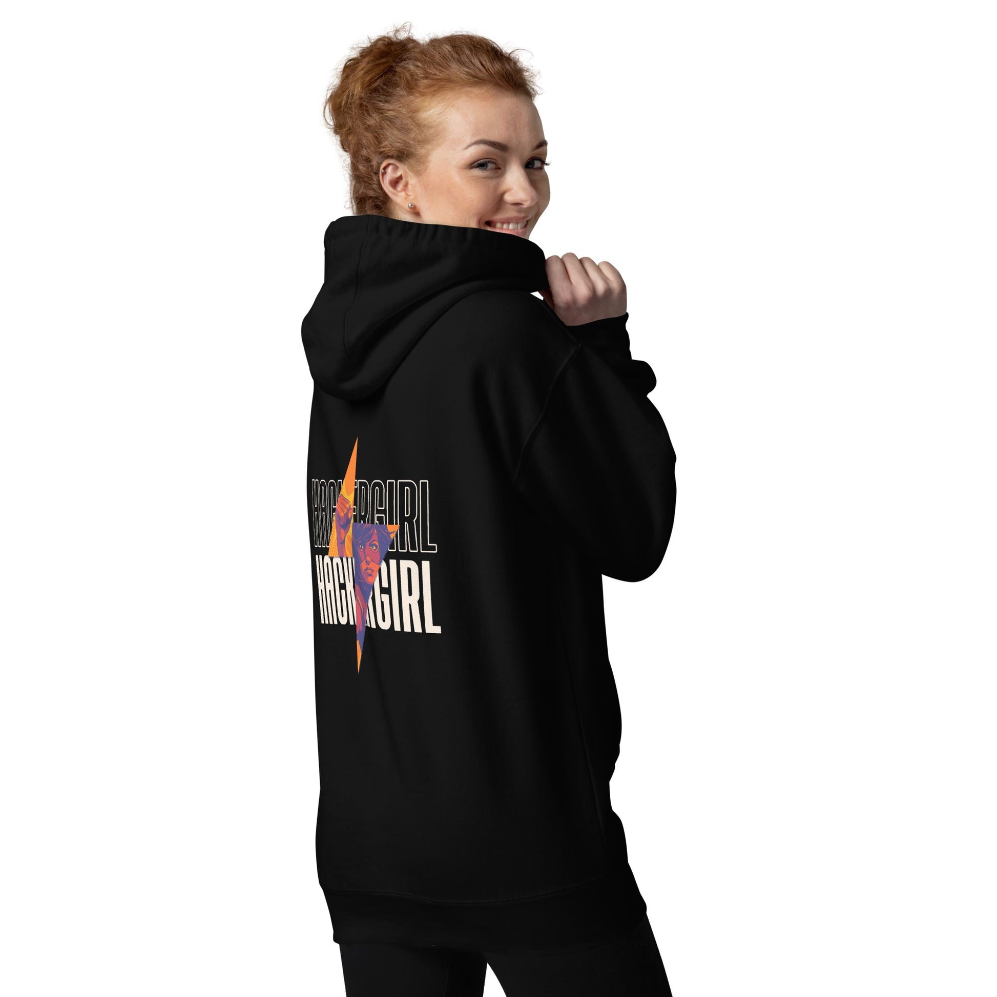 Hacker Girl V1 - Unisex Hoodie ( Back Print ) by DarkByteGear