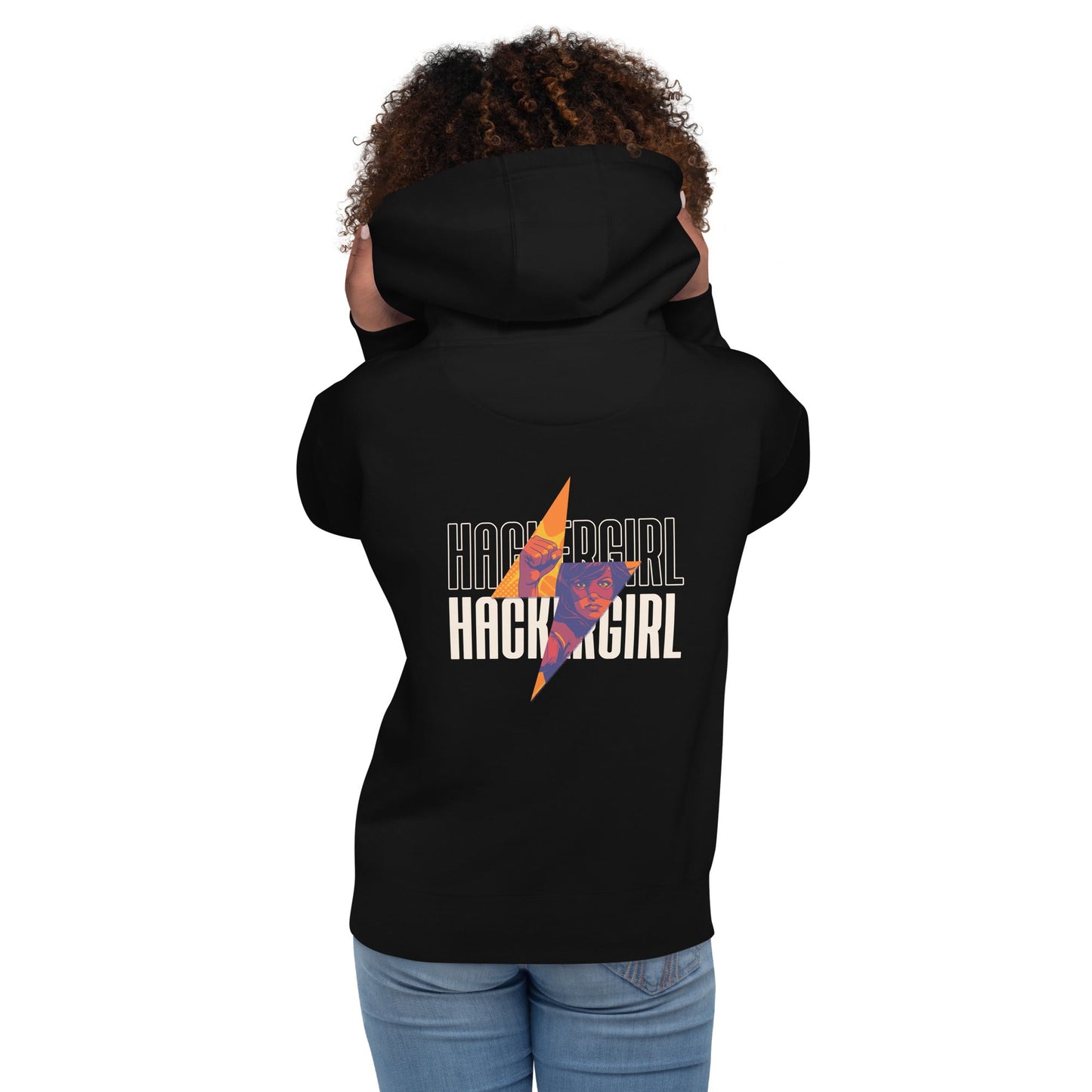 Hacker Girl V1 - Unisex Hoodie ( Back Print ) by DarkByteGear