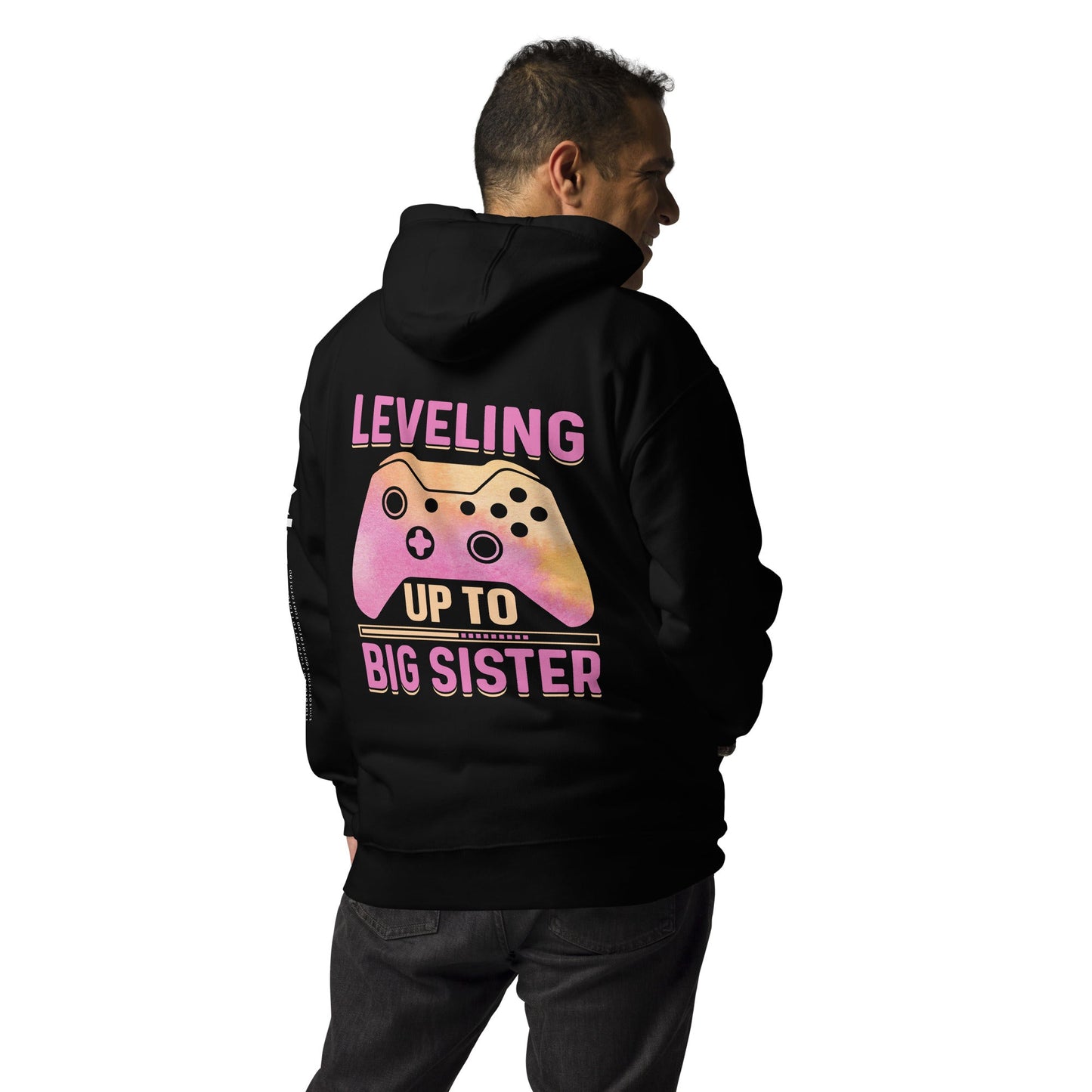Levelling up to Big Sister - Unisex Hoodie ( Back Print ) by DarkByteGear