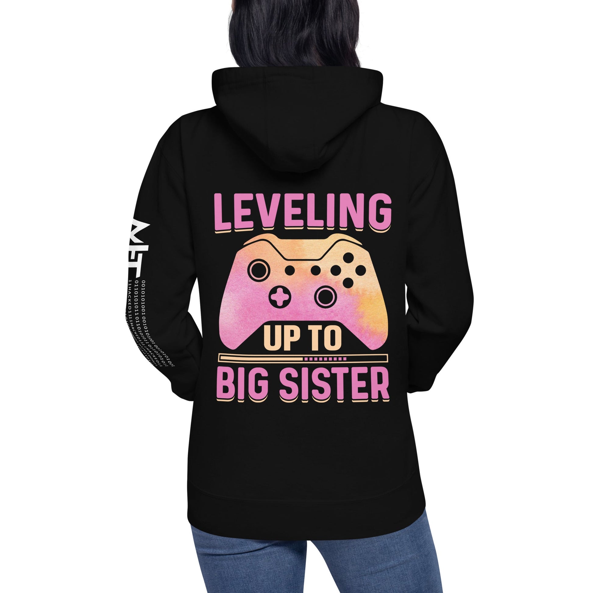 Levelling up to Big Sister - Unisex Hoodie ( Back Print ) by DarkByteGear