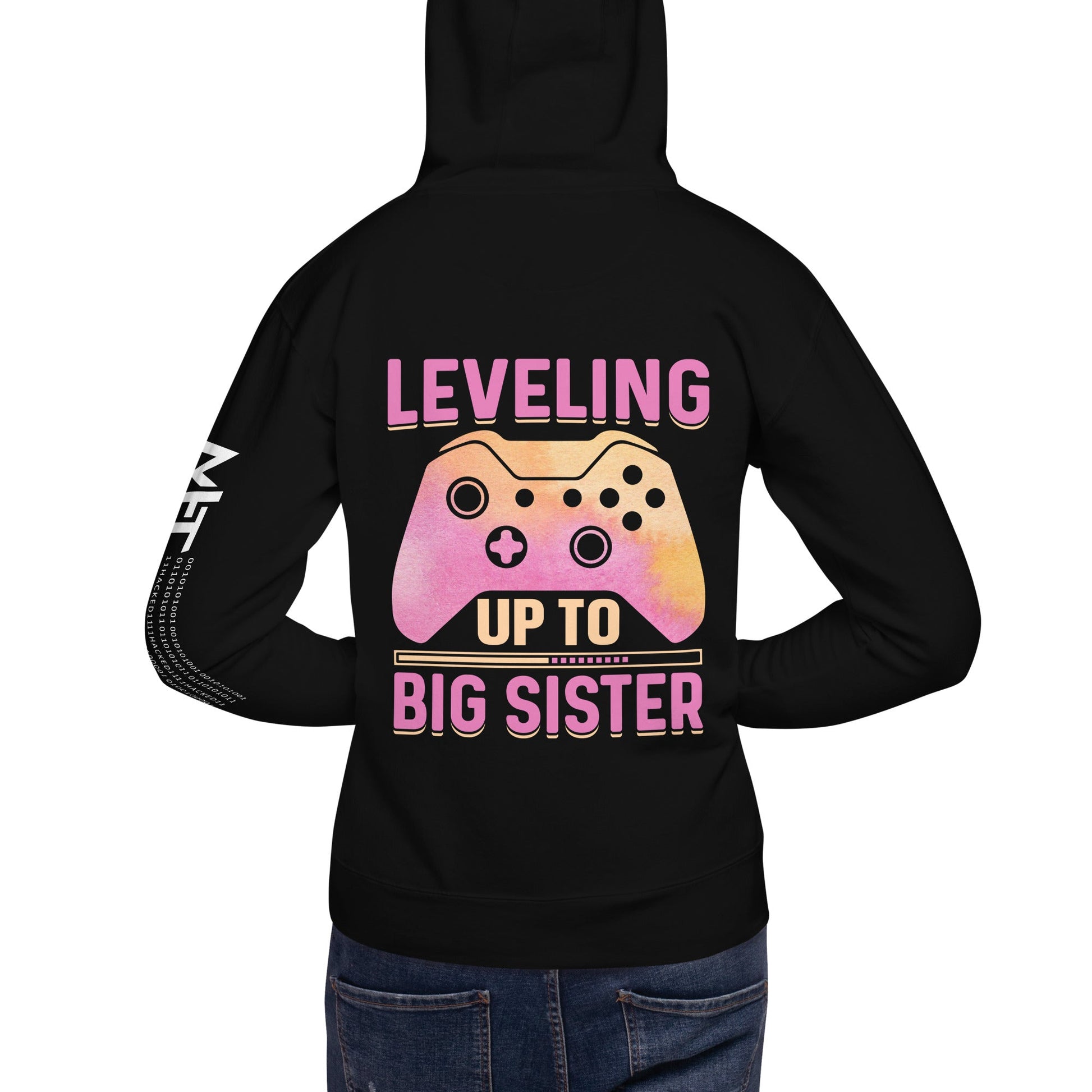 Levelling up to Big Sister - Unisex Hoodie ( Back Print ) by DarkByteGear