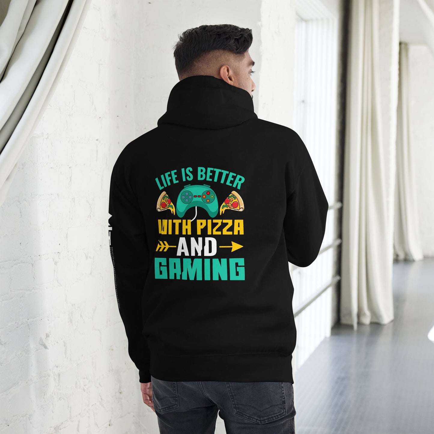 Life is Better With Pizza and Gaming Rima 14 - Unisex Hoodie by DarkByteGear