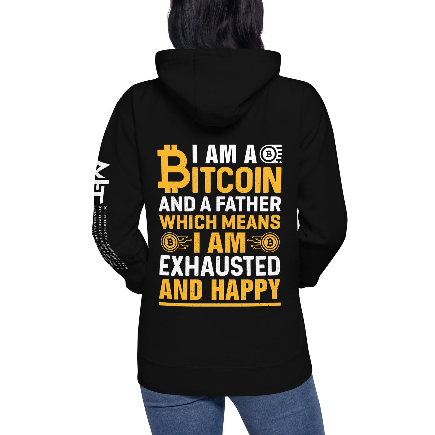 I am a Bitcoin and a Father - Unisex Hoodie ( Back Print ) by DarkByteGear