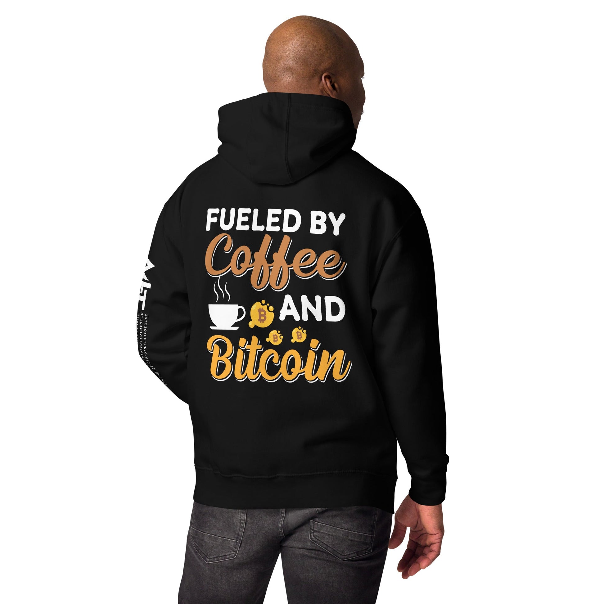 Fueled by Coffee and Bitcoin V1 - Unisex Hoodie ( Back Print ) by DarkByteGear