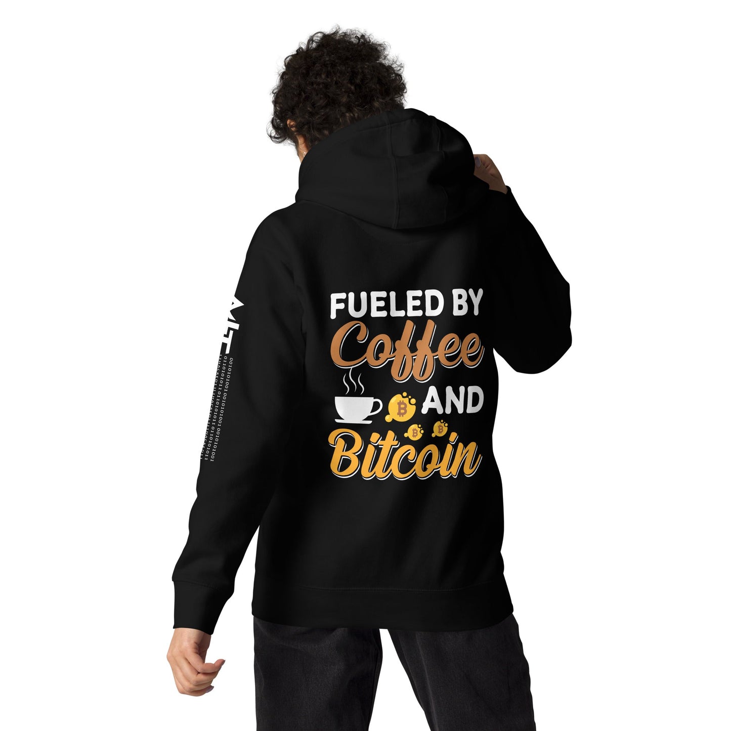 Fueled by Coffee and Bitcoin V1 - Unisex Hoodie ( Back Print ) by DarkByteGear