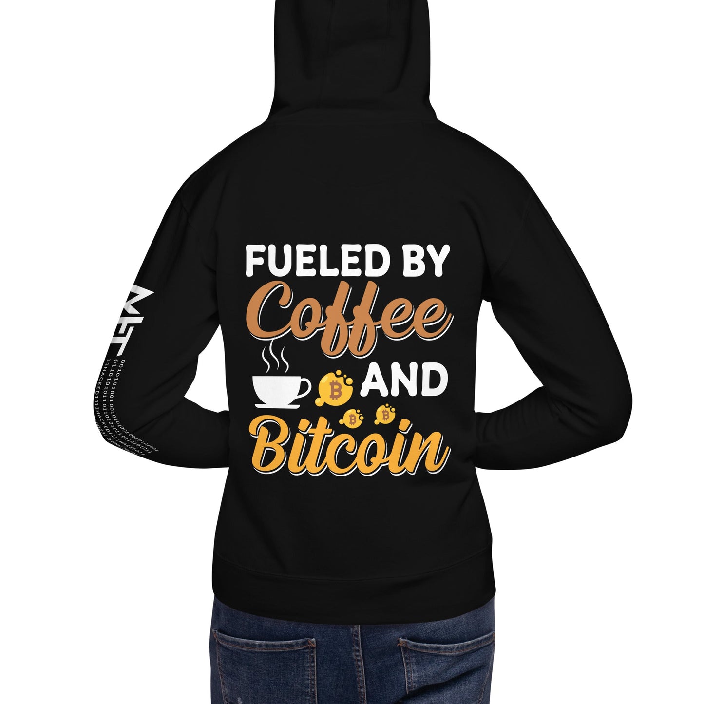 Fueled by Coffee and Bitcoin V1 - Unisex Hoodie ( Back Print ) by DarkByteGear