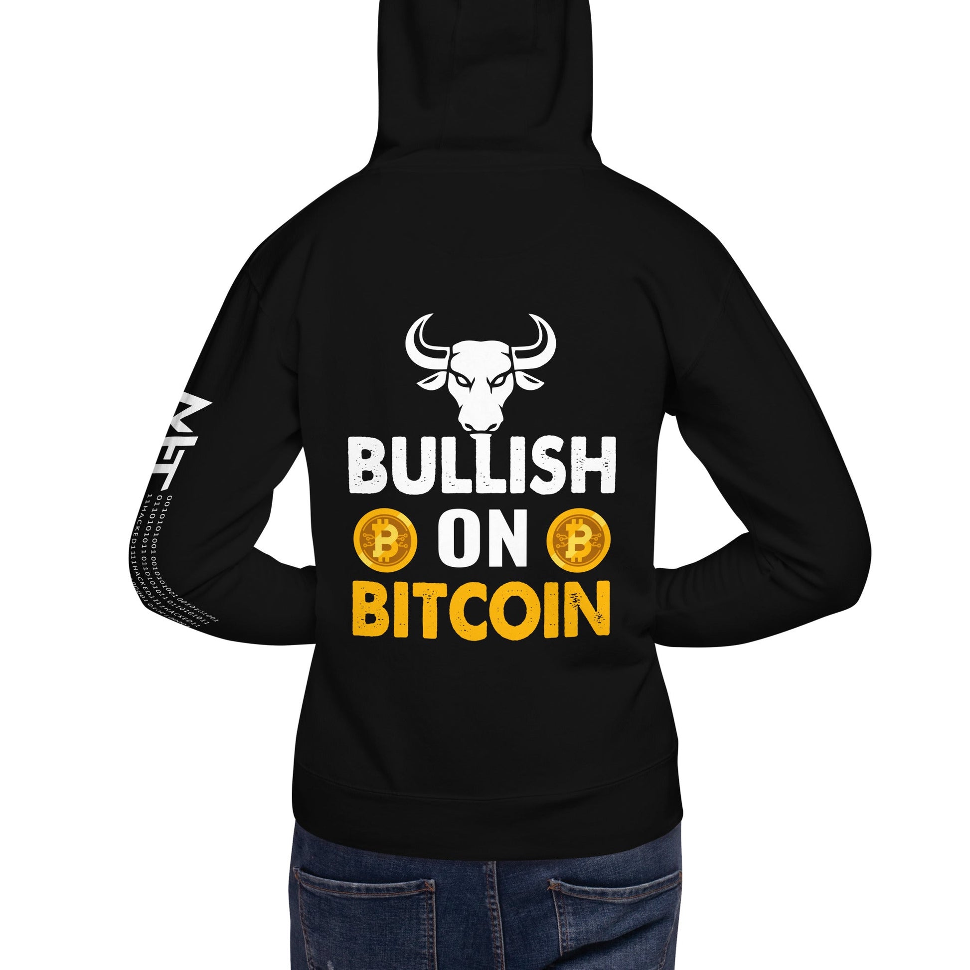 Bullish On Bitcoin - Unisex Hoodie ( Back Print ) by DarkByteGear