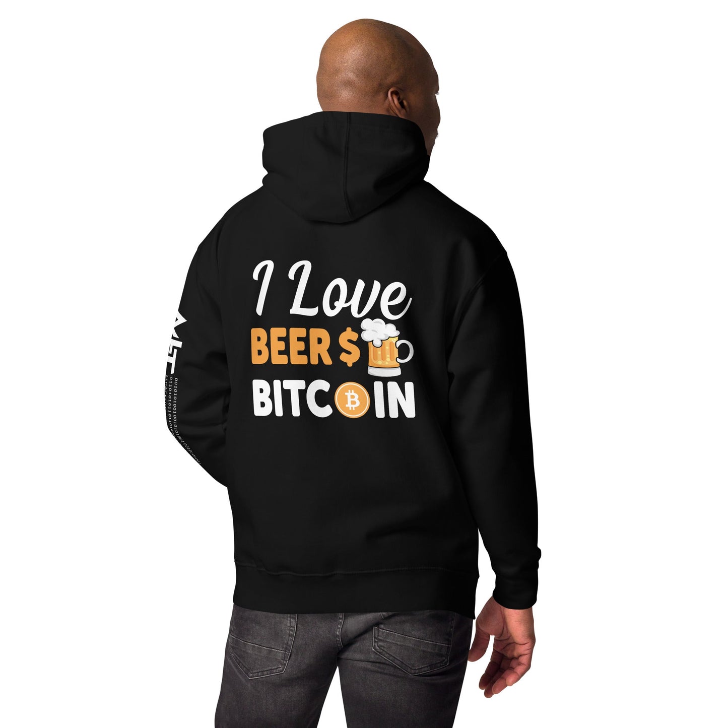 I Love Beer and Bitcoin Unisex Hoodie ( Back Print ) by DarkByteGear