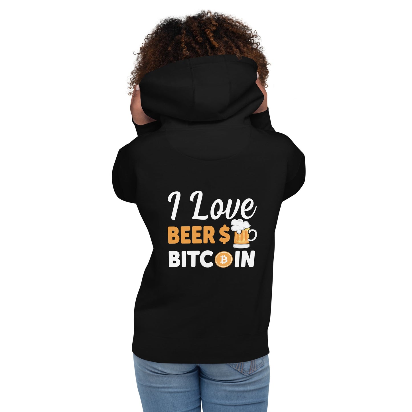 I Love Beer and Bitcoin Unisex Hoodie ( Back Print ) by DarkByteGear