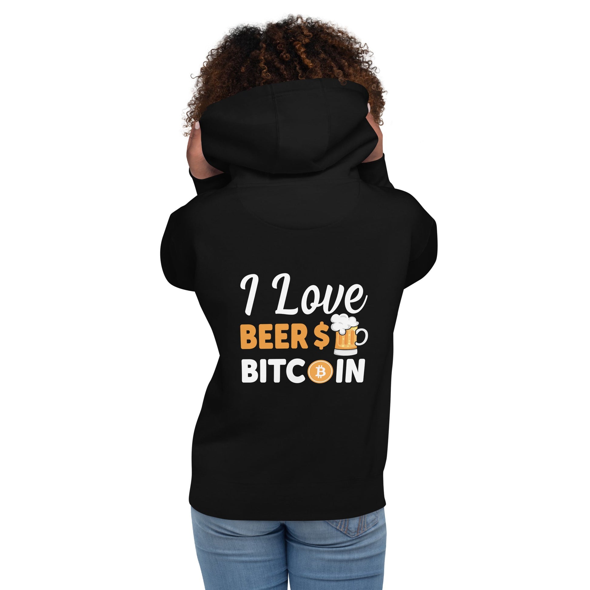 I Love Beer and Bitcoin Unisex Hoodie ( Back Print ) by DarkByteGear