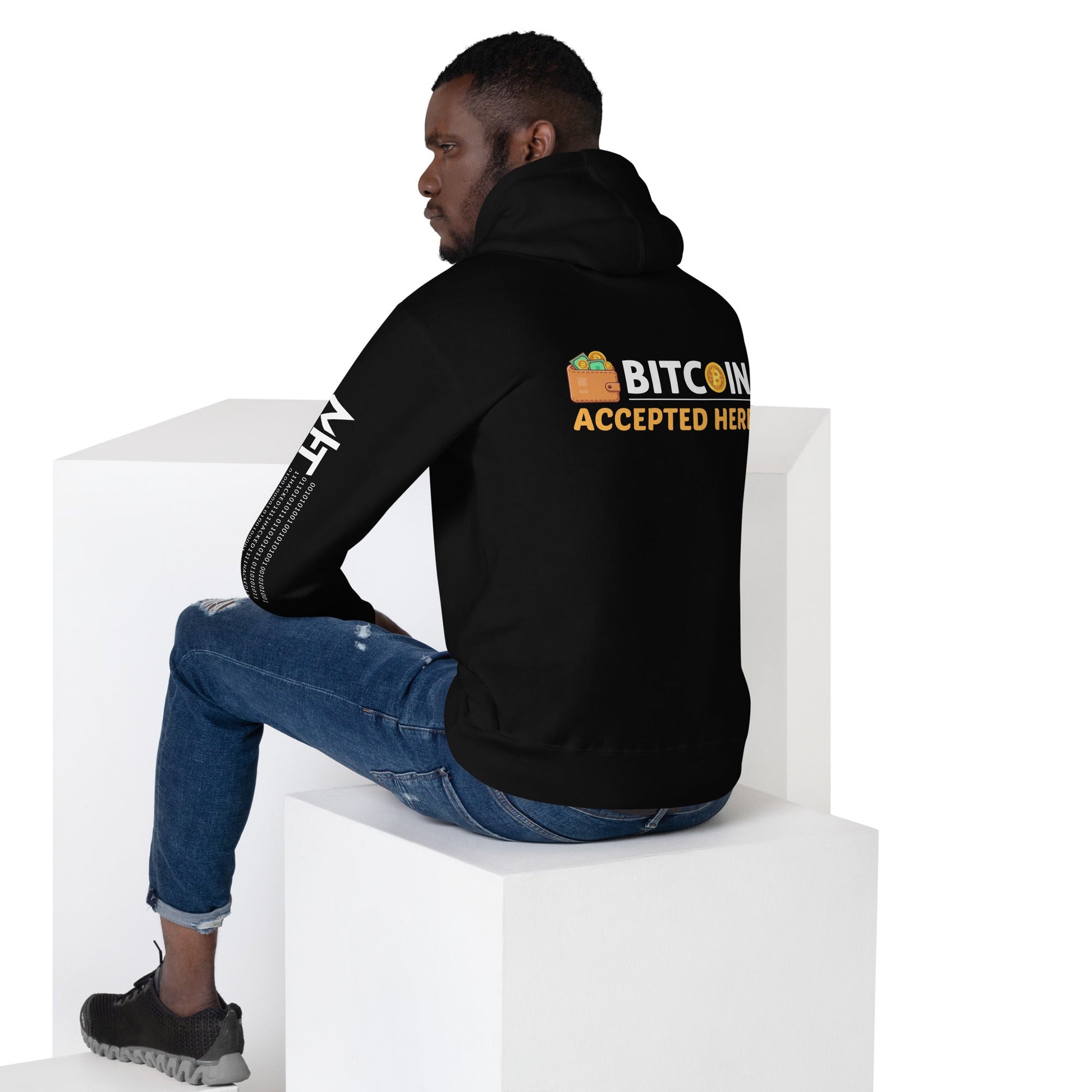 Bitcoin Accepted Here - Unisex Hoodie ( Back Print ) by DarkByteGear