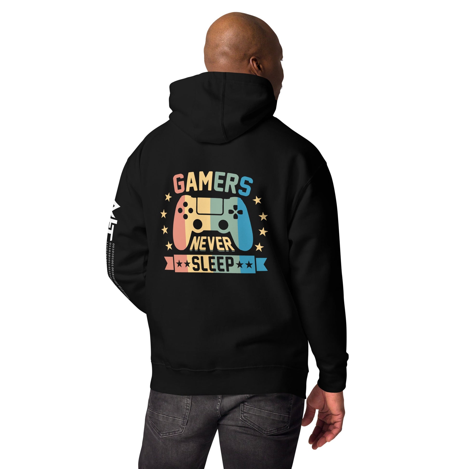 Gamers never sleep - Unisex Hoodie ( Back Print ) by DarkByteGear