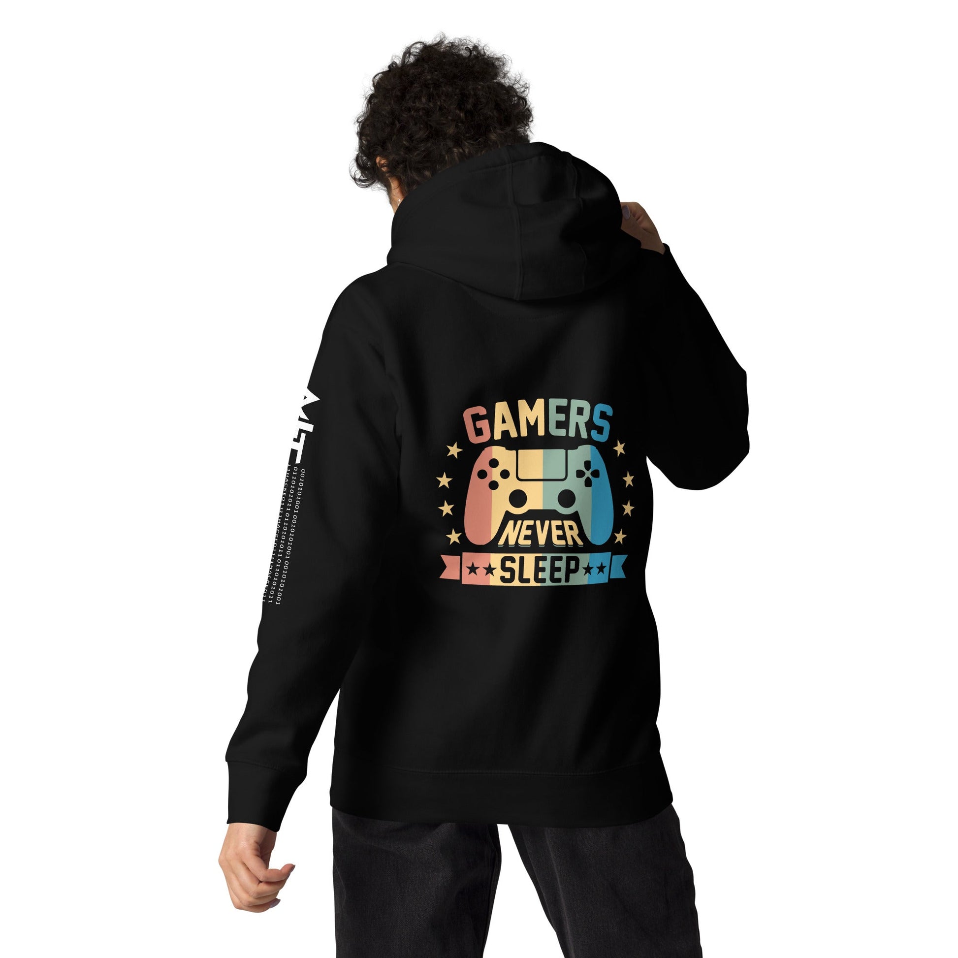 Gamers never sleep - Unisex Hoodie ( Back Print ) by DarkByteGear
