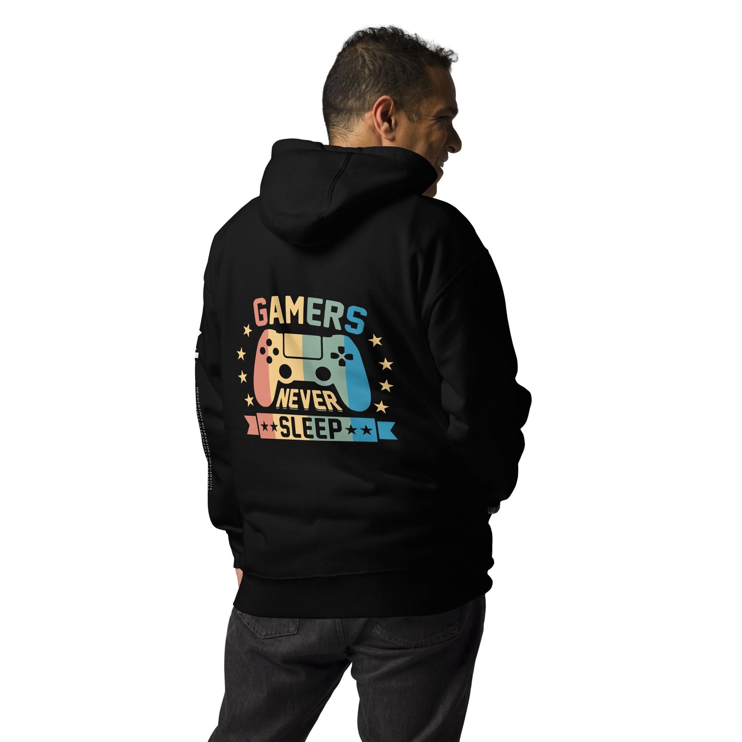 Gamers never sleep - Unisex Hoodie ( Back Print ) by DarkByteGear