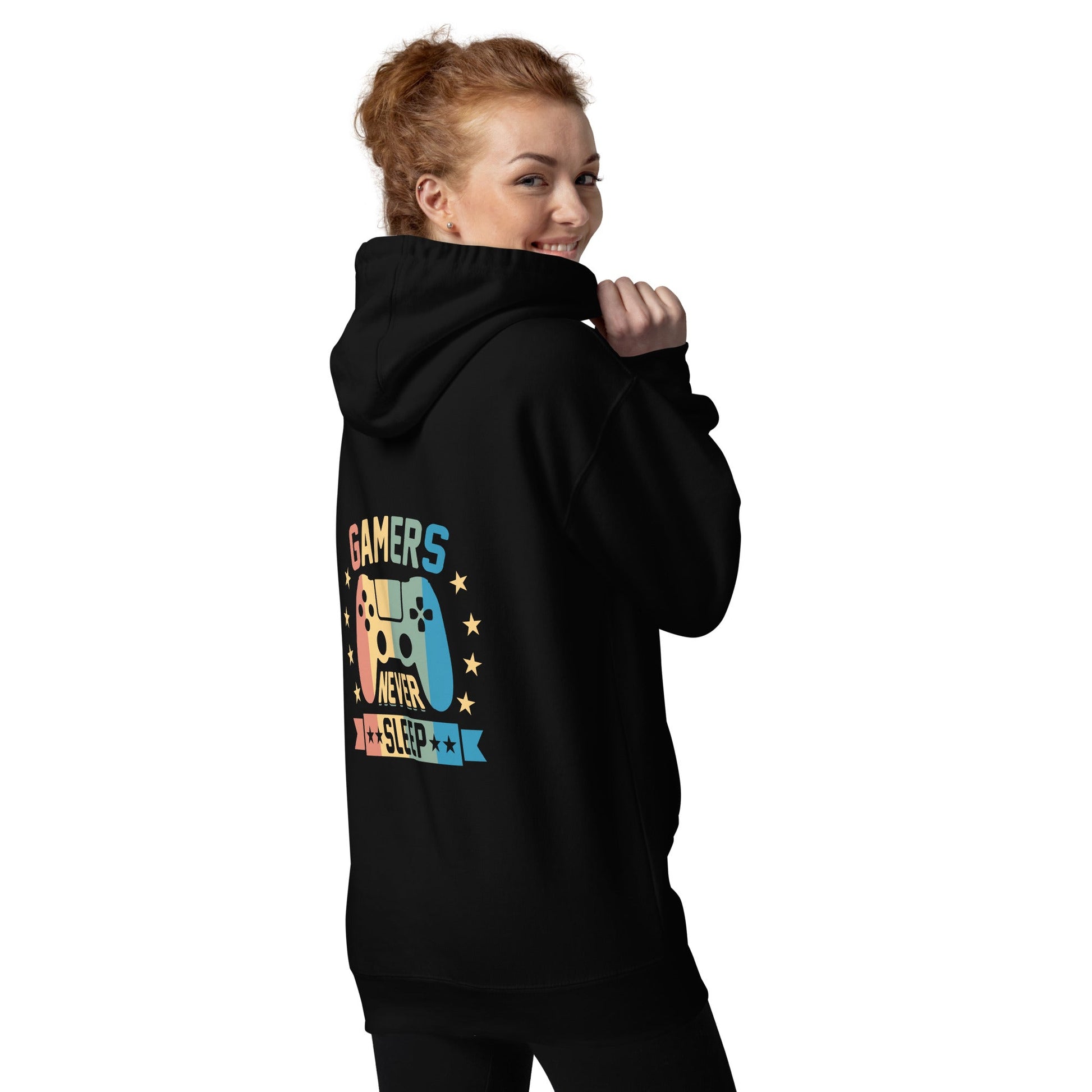 Gamers never sleep - Unisex Hoodie ( Back Print ) by DarkByteGear