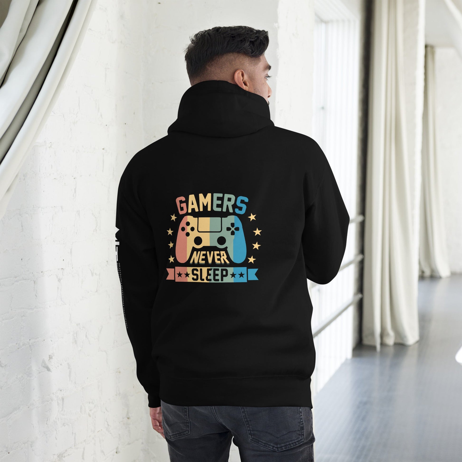 Gamers never sleep - Unisex Hoodie ( Back Print ) by DarkByteGear