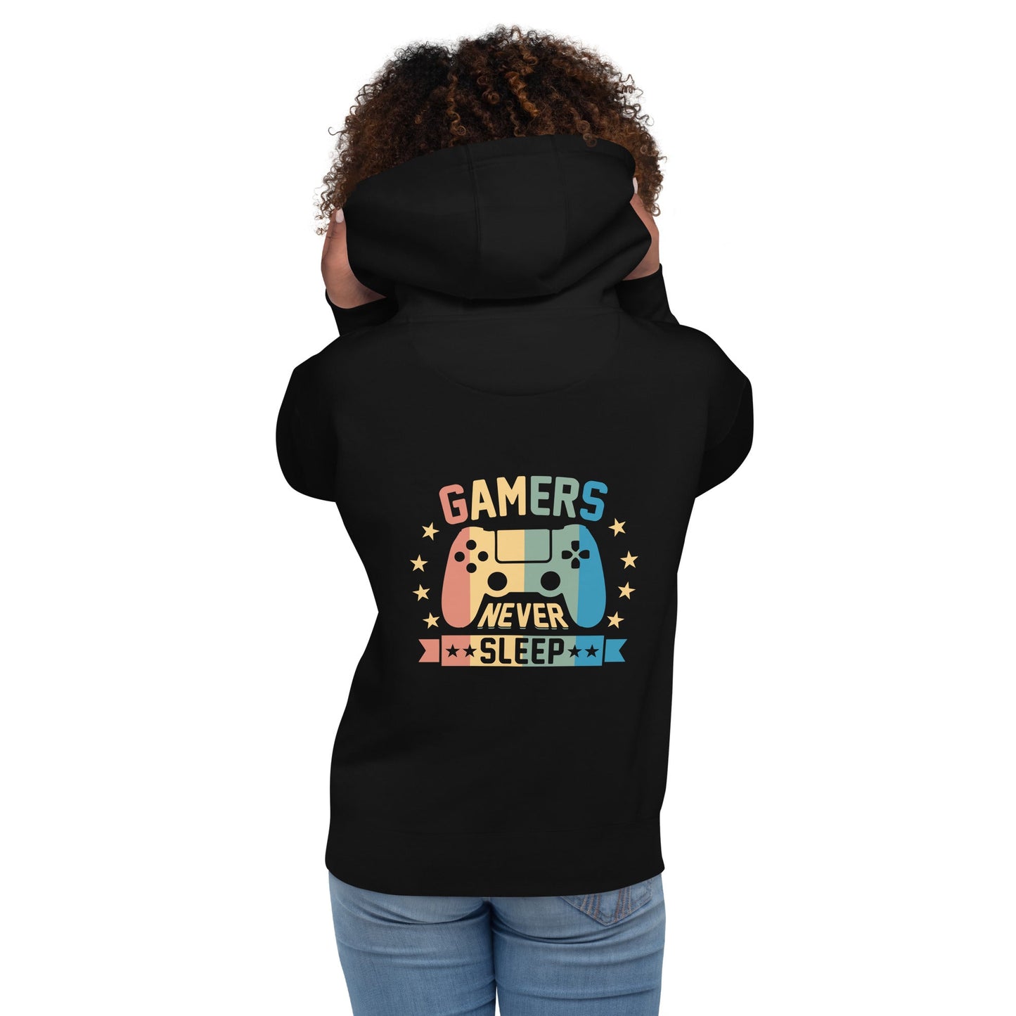 Gamers never sleep - Unisex Hoodie ( Back Print ) by DarkByteGear