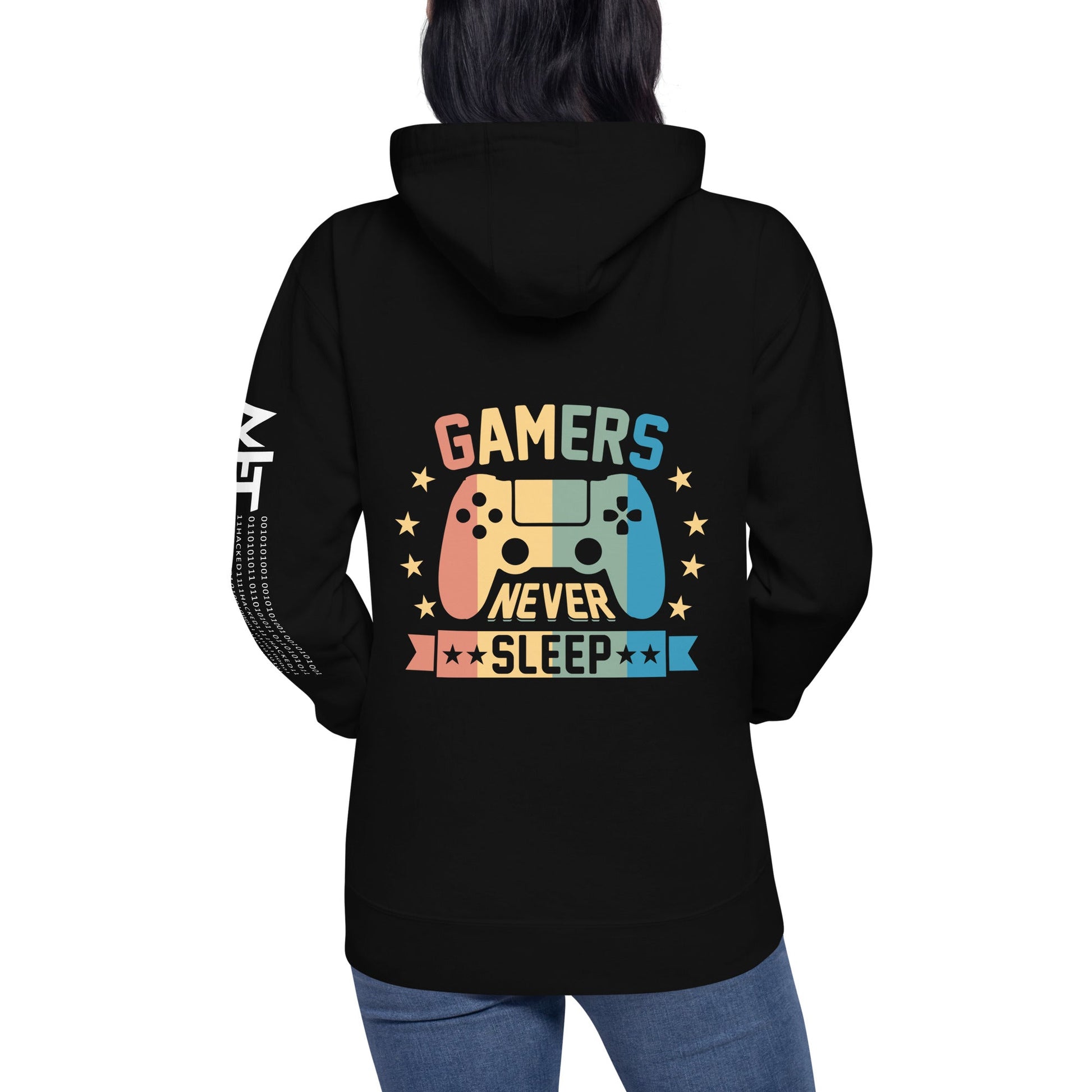 Gamers never sleep - Unisex Hoodie ( Back Print ) by DarkByteGear