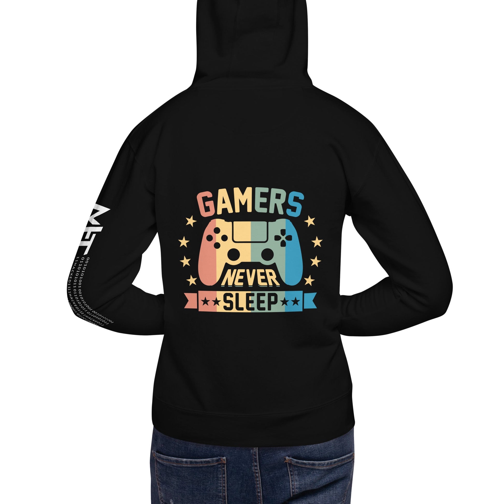 Gamers never sleep - Unisex Hoodie ( Back Print ) by DarkByteGear