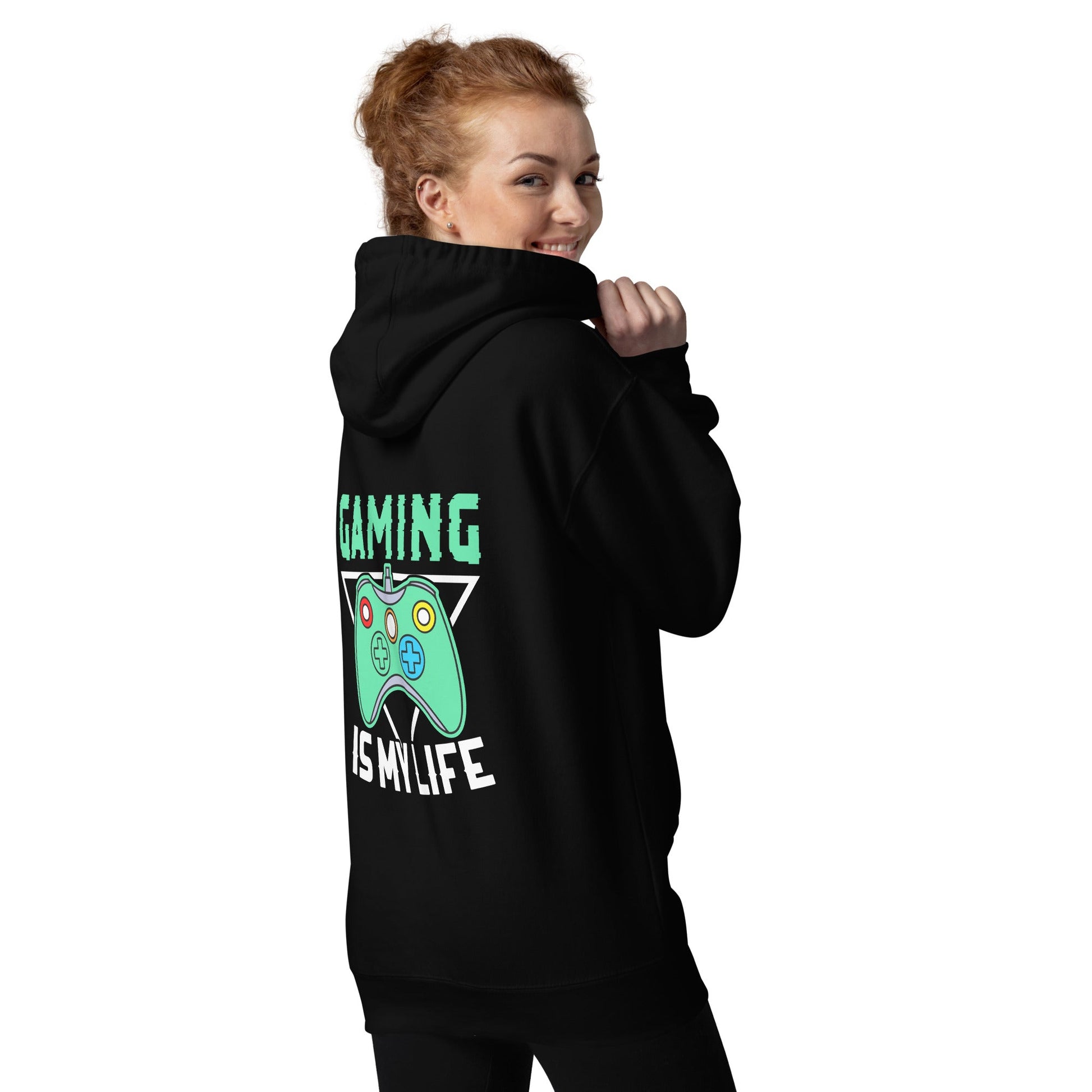 Gaming Is My Life - Unisex Hoodie (Back print) by DarkByteGear